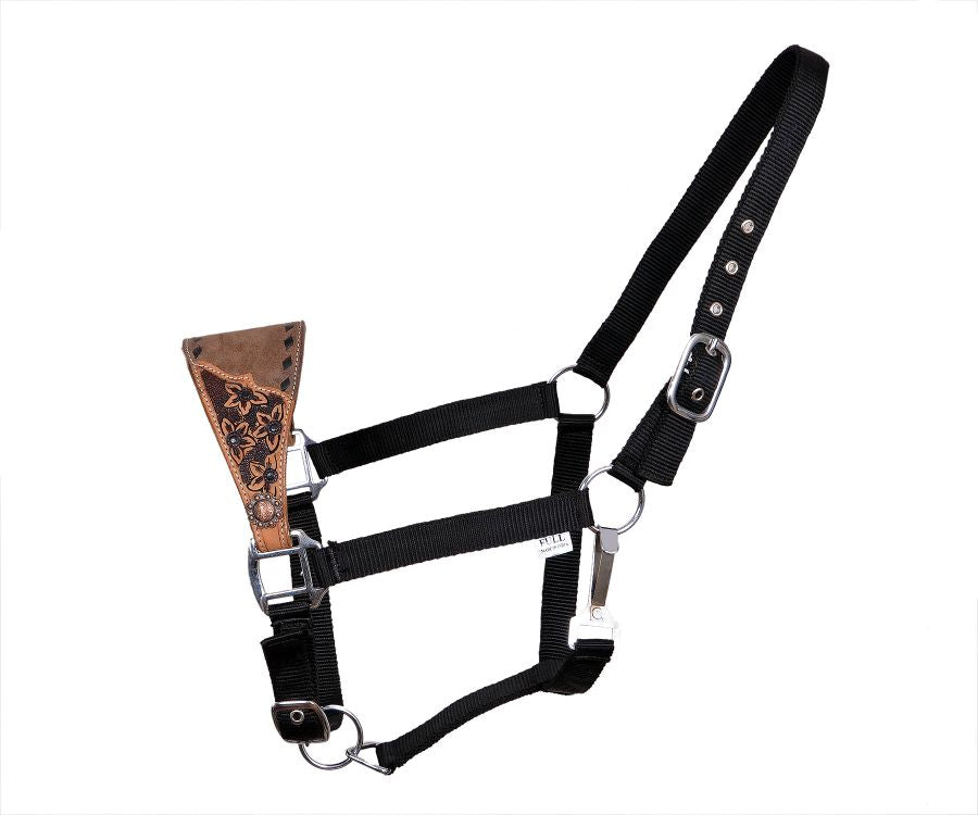 087 - Floral Tooling with Buck Stitch Nylon Bronc Halter