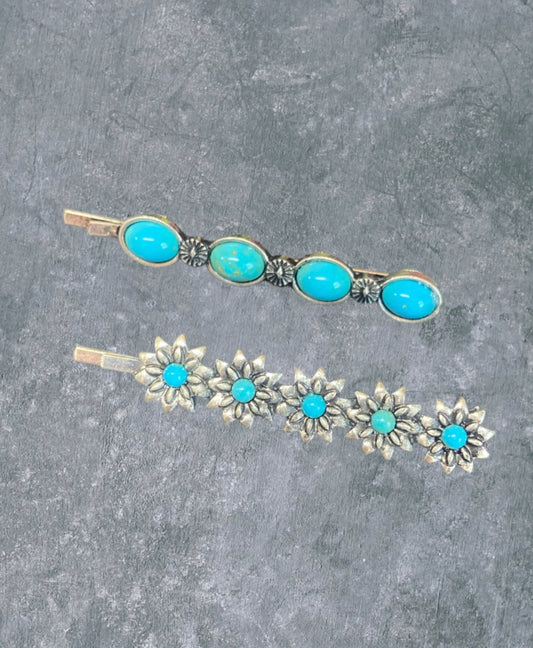 J6658B - Western Design Stone Bobby Pins