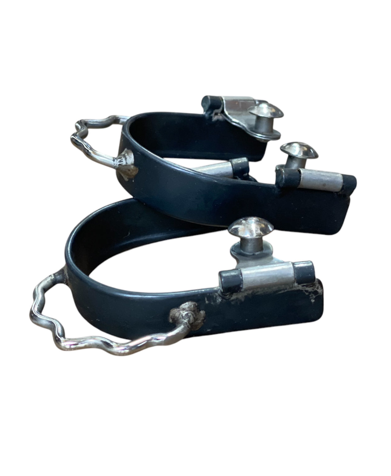089029LB - Ladies / Kids Black Steel Bumper Spurs