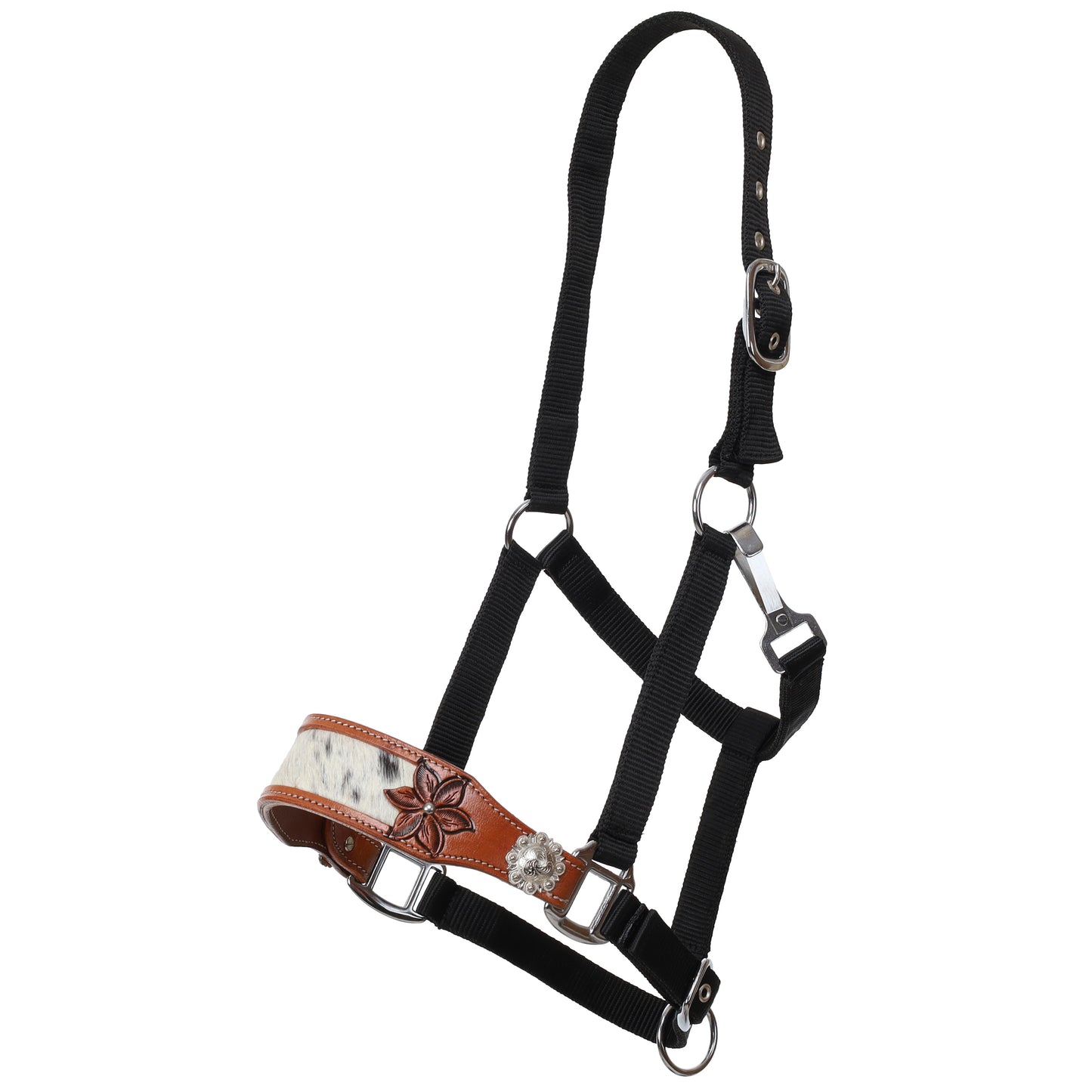 722812 - Lilly Black 100% Hair on Hide Nylon Bronc Halter