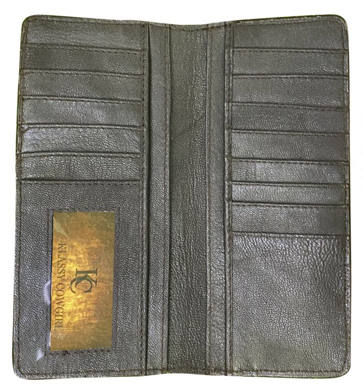 77090 - Black Leather Men's Wallet with Floral Tooling Accent