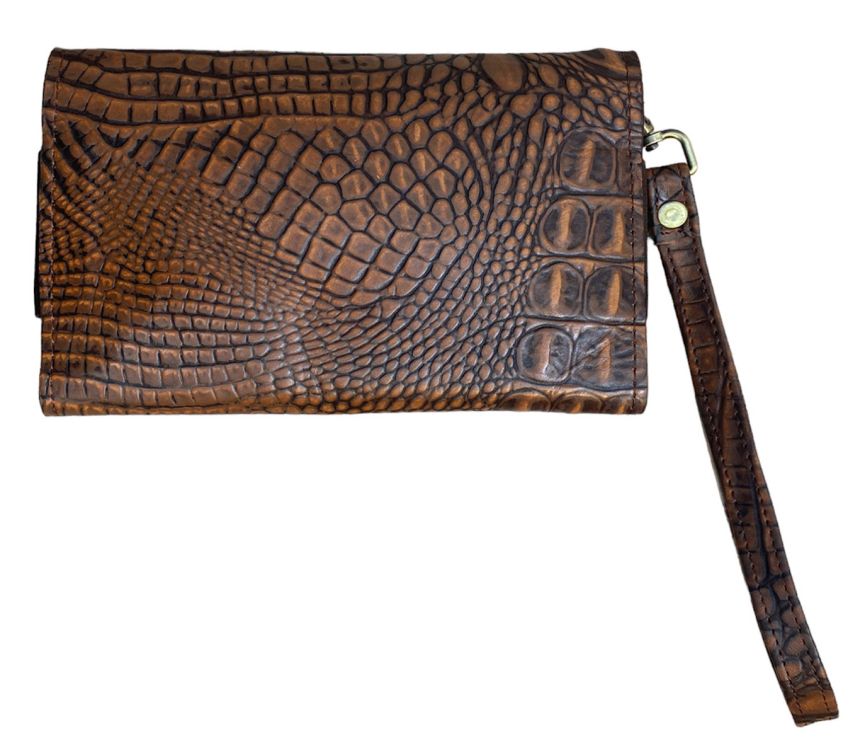 78205 - Klassy Cowgirl Leather Clutch Phone Wallet - Alligator with Berry Concho