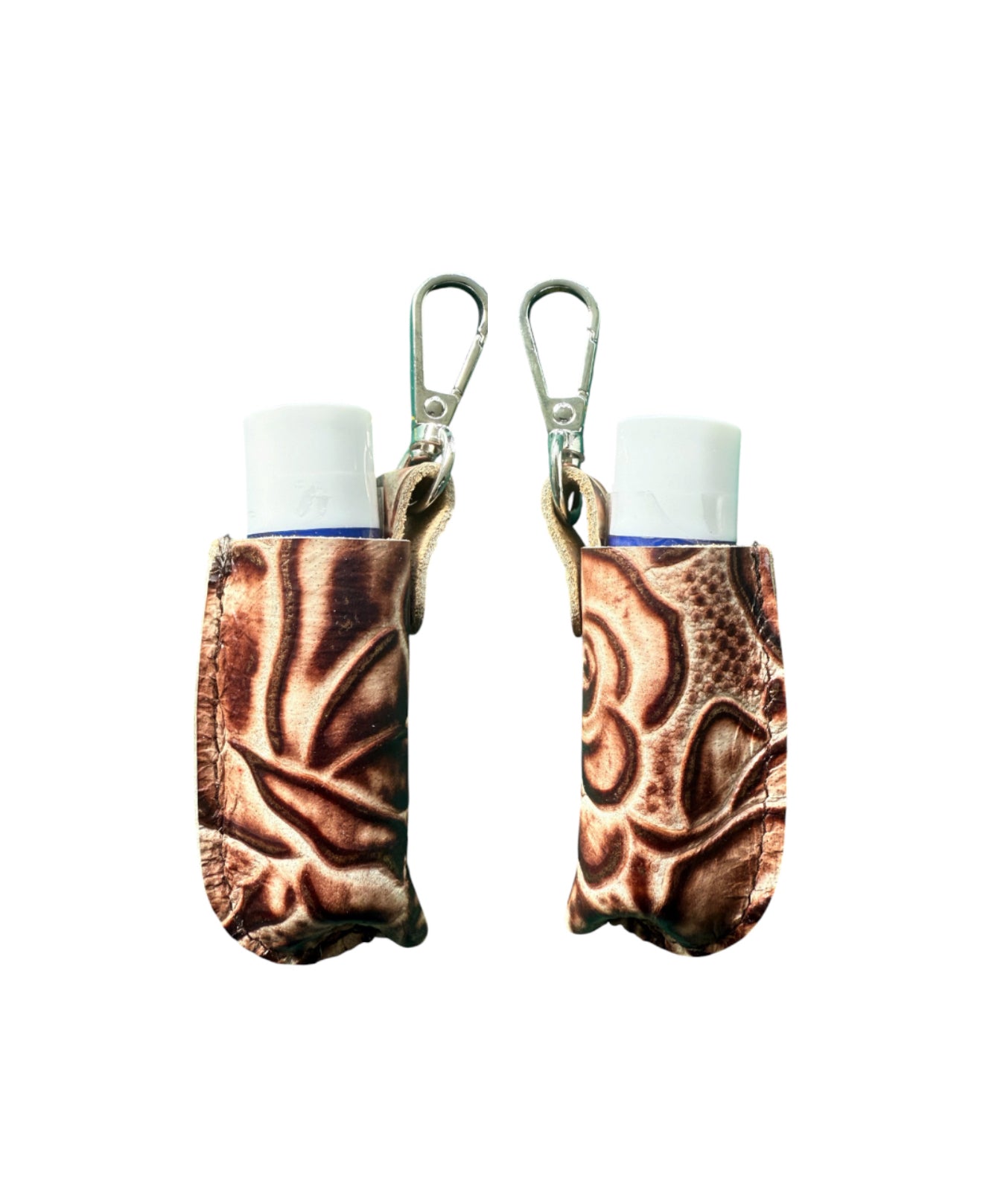 A9003 - Real Tooled Leather Lip Balm Holder w Clip