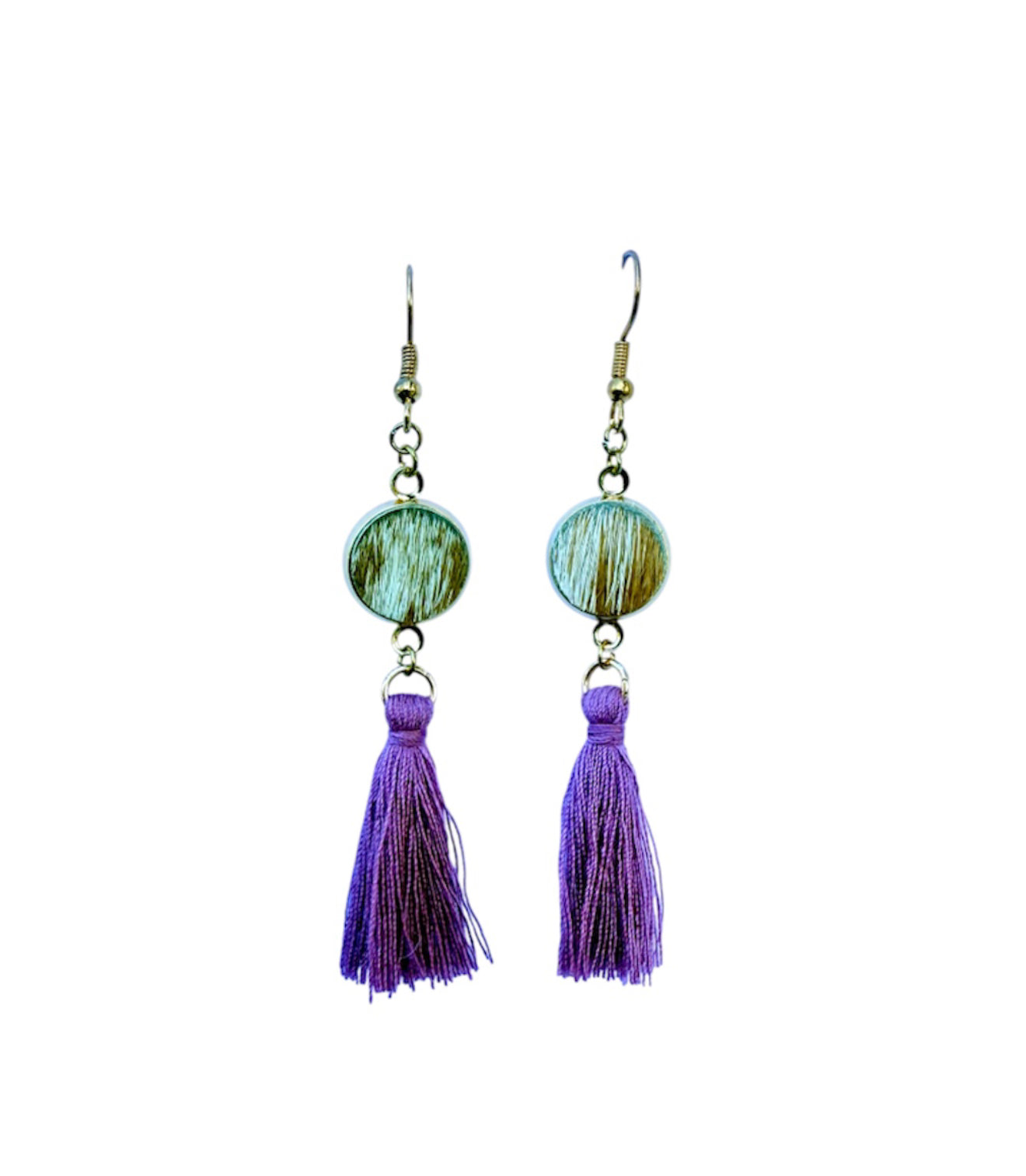 J7046A - Tassel Hide Fishhook Earrings