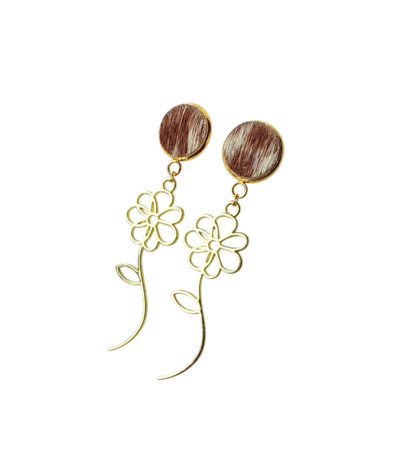 J6986B - 100% Hair on Hide Stud Dangle Earrings - Rawhide Western Wear
