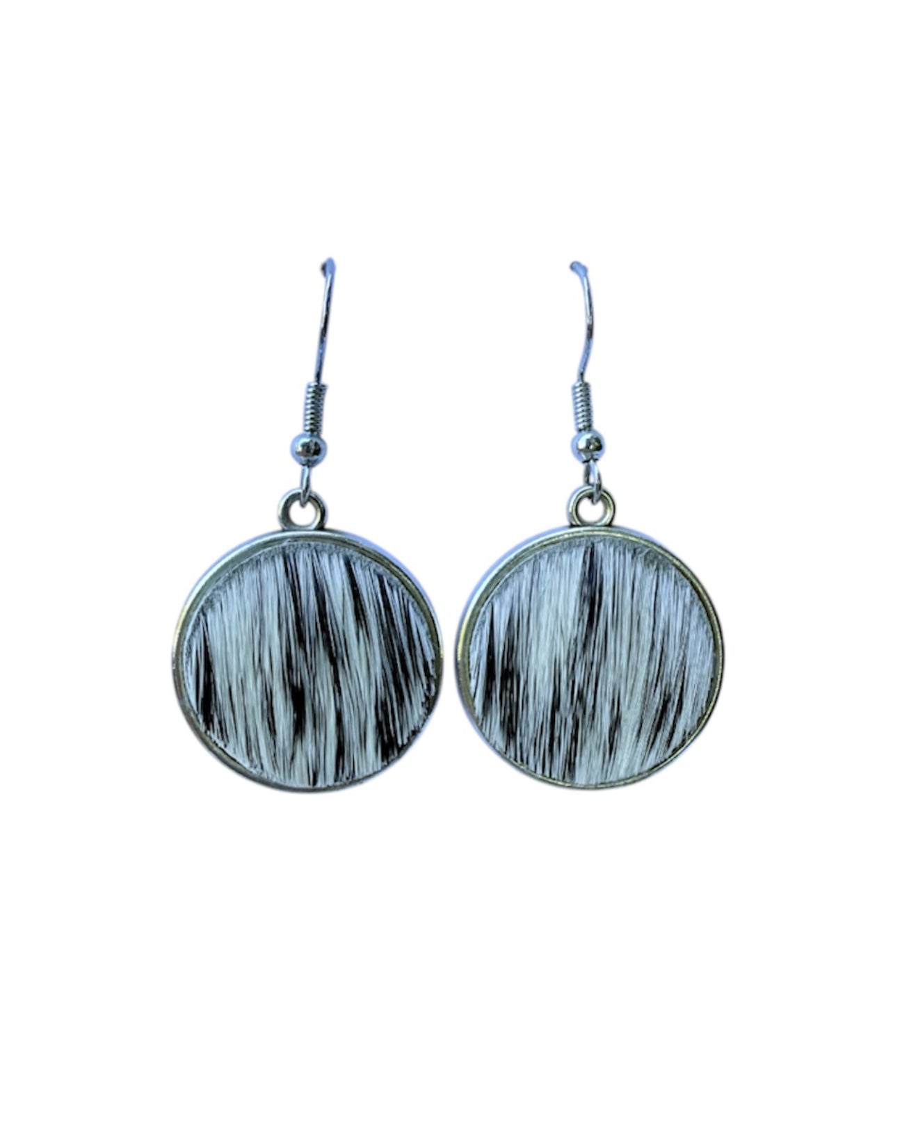 J6607B - Round Hide Fishhook Earrings