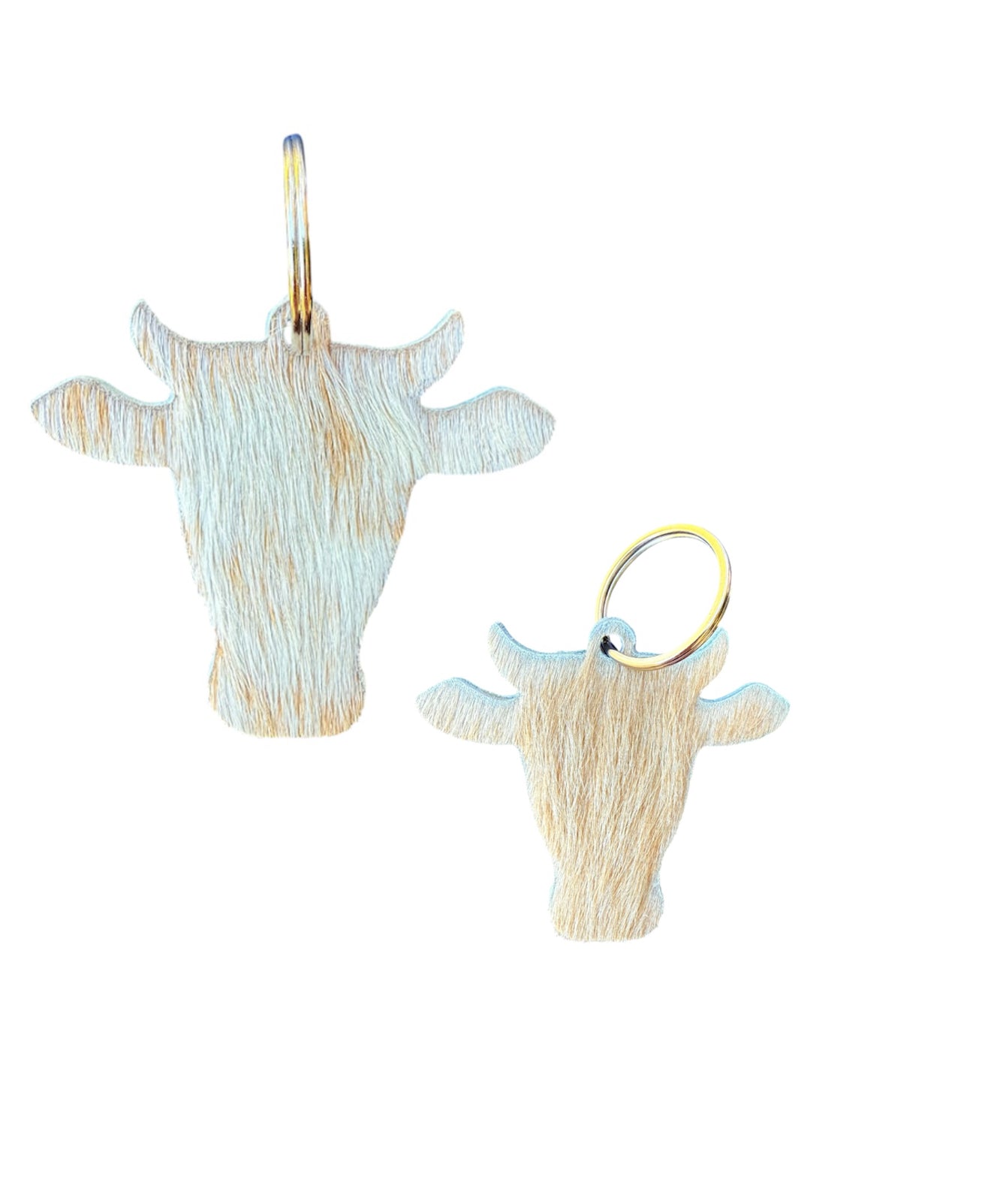 A8767 - Double Sided 100% Hair On Hide Leather Cow Keychain