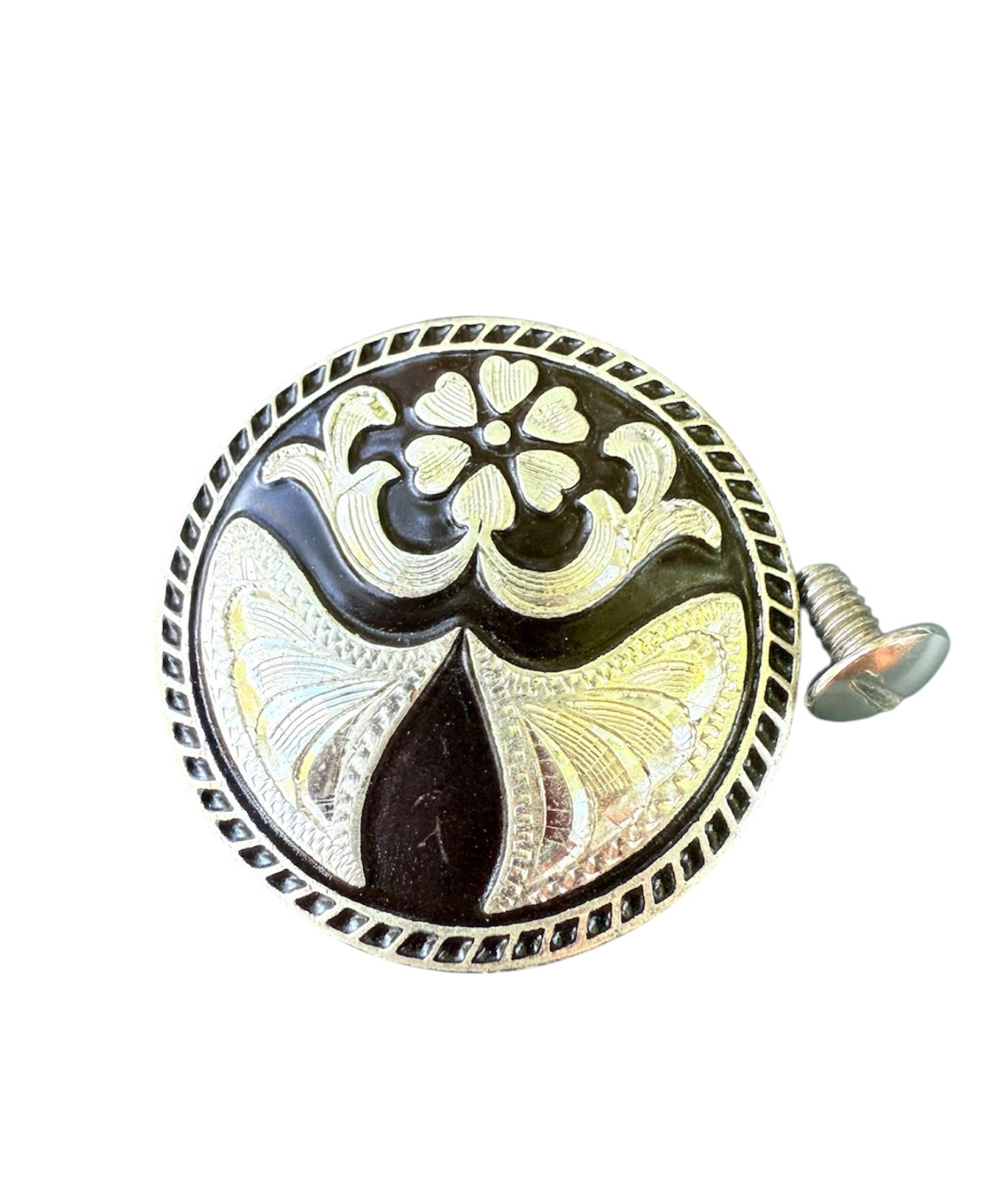 A7269 - Silver & Black Floral Concho - Rawhide Western Wear