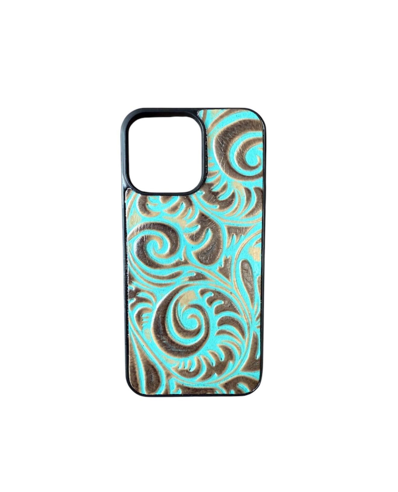 A8593 - IPhone 14 Pro Max Tooled Leather w Rubber Case