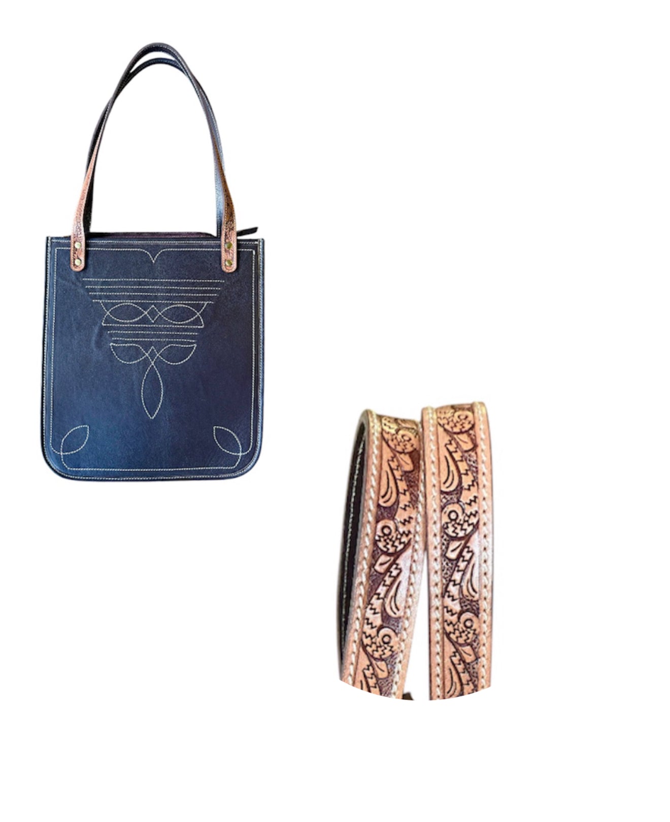 AB81 - Tooling Leather Boot Stitch Bag