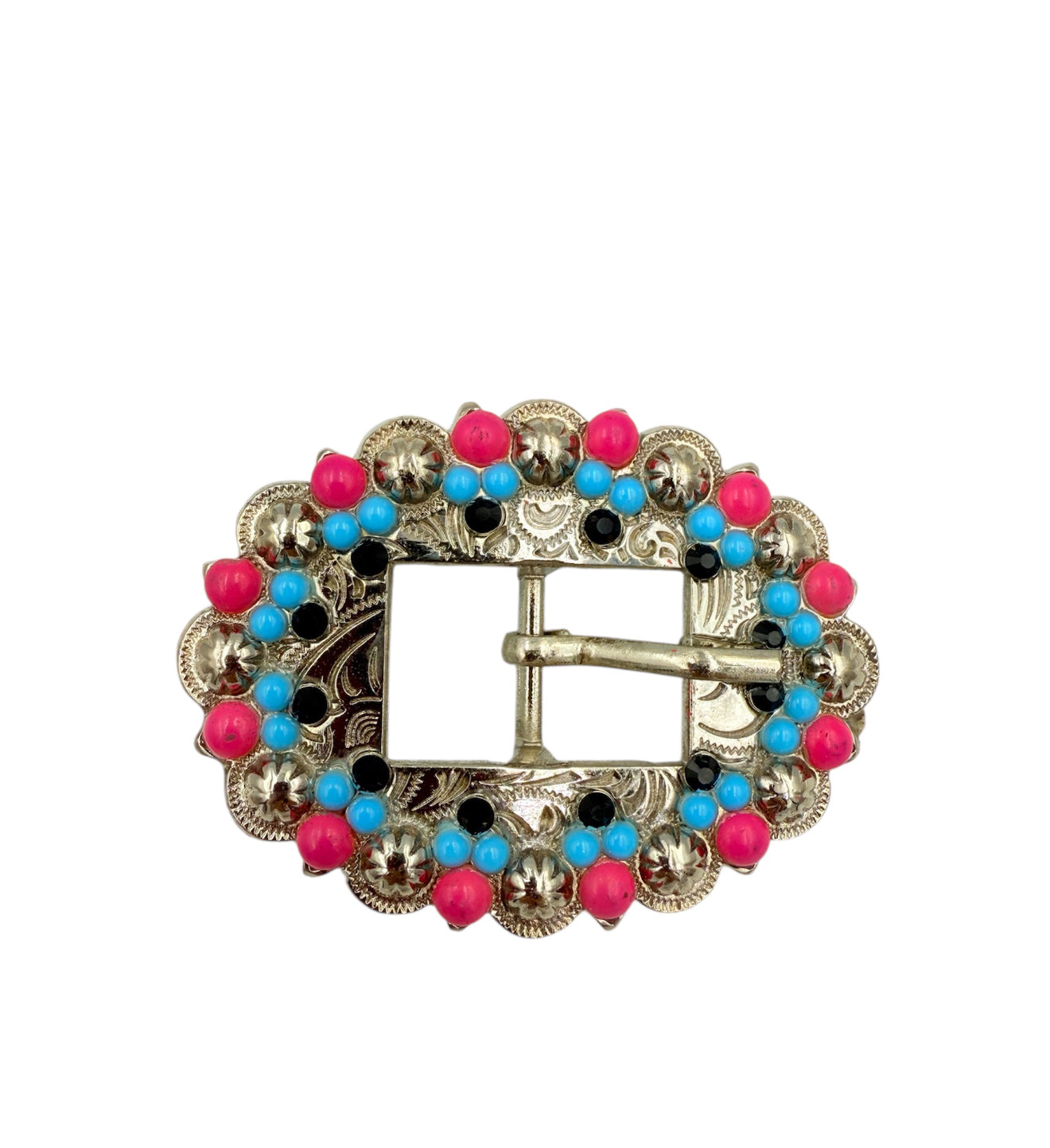 A7691 - Silver Berry Buckle w Beads
