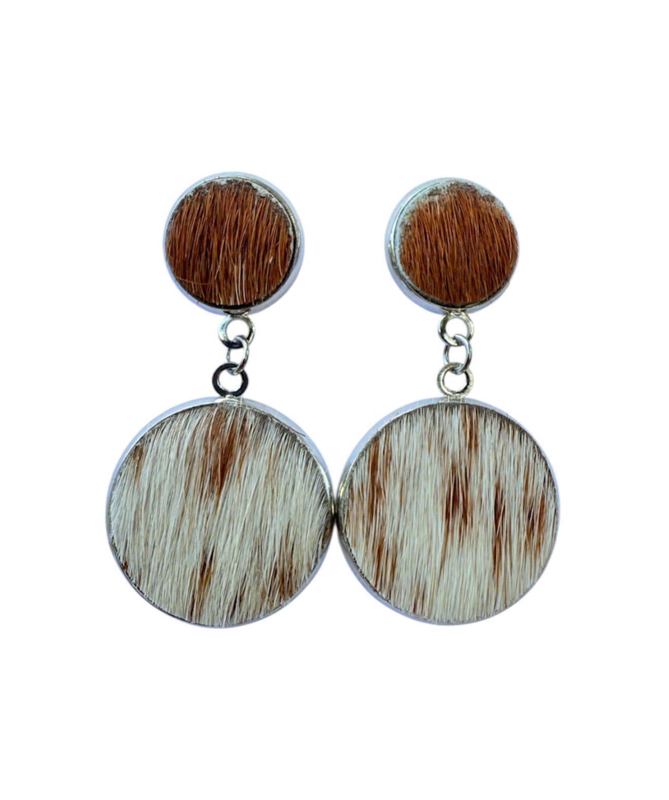 J6684F - 100% Hair on Hide Stud Dangle Earrings - Rawhide Western Wear