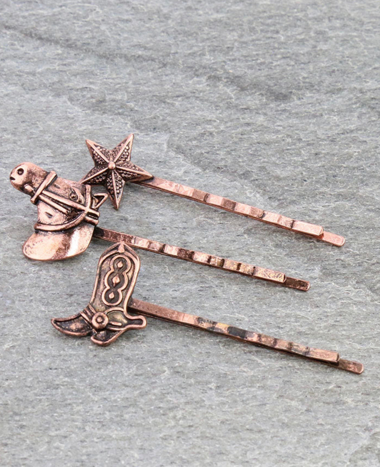 J6648 - 3Pcs Western Cowboy Casting Hairpin Set