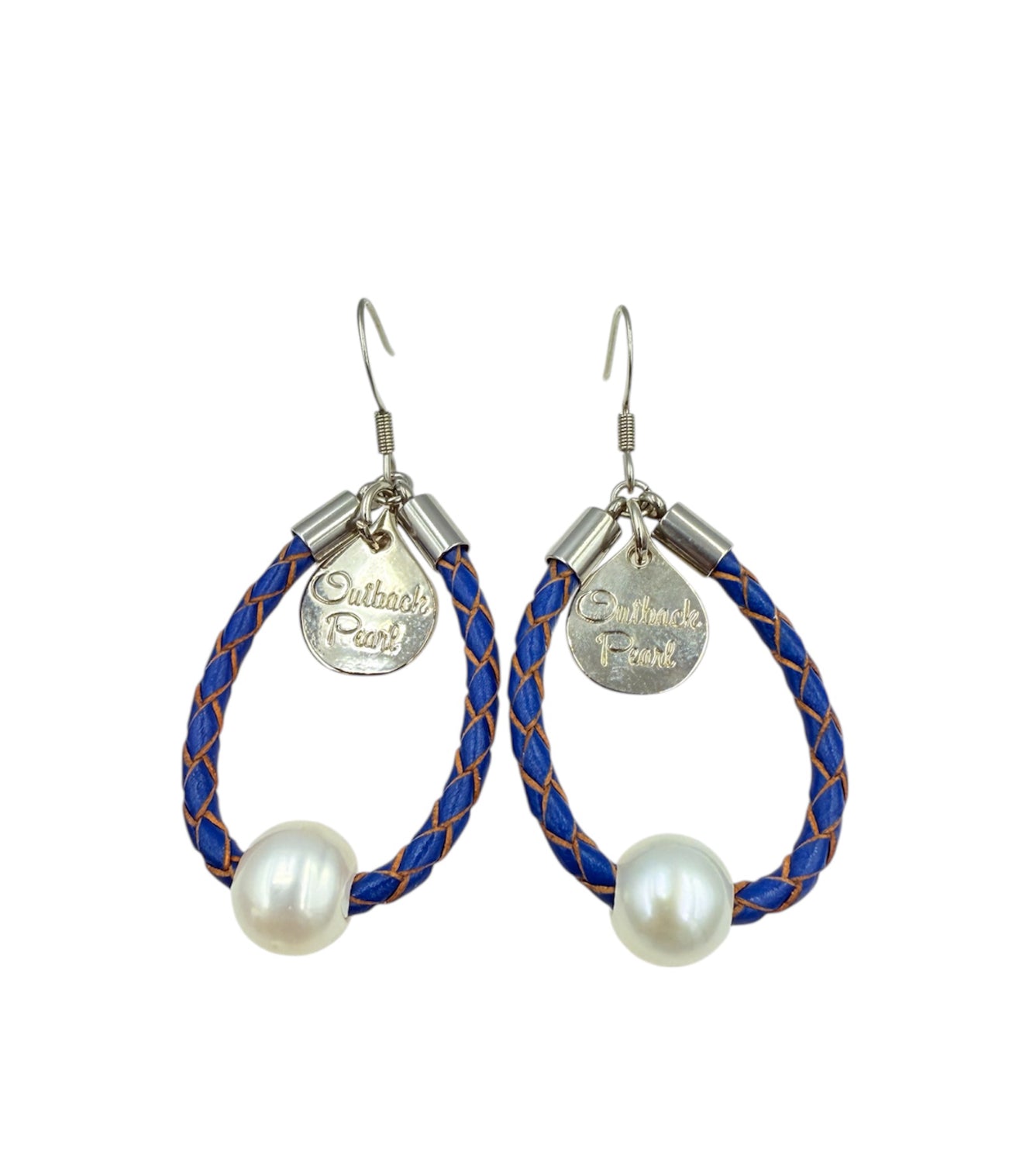 J7066 - Real Pearl Leather Hook Dangle Earring