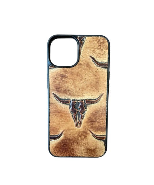 A8443 - IPhone 14 Tooled Leather w Rubber Case