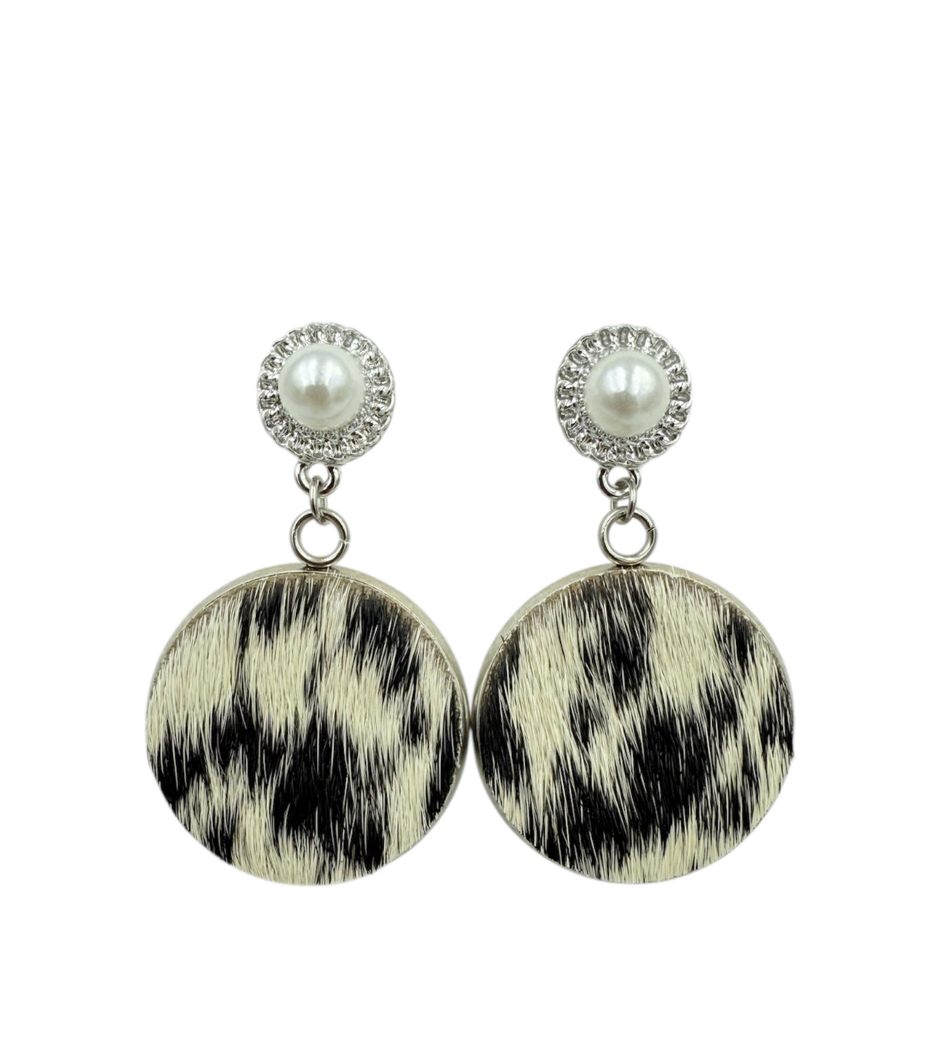 J7090A - 100% Hair on Hide Stud Dangle Earrings