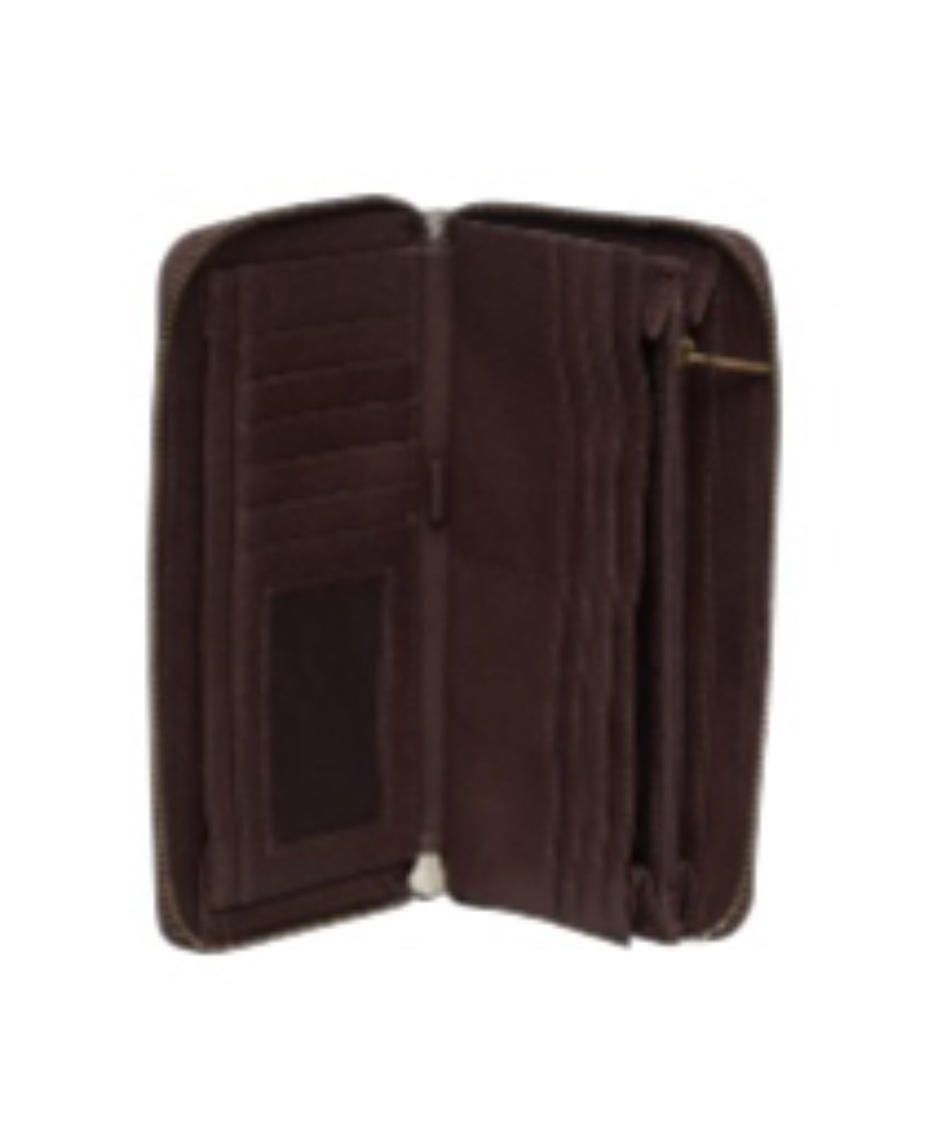 AW32BK - Cowhide & Tooling Leather Boot Stitch Zippered Wallet