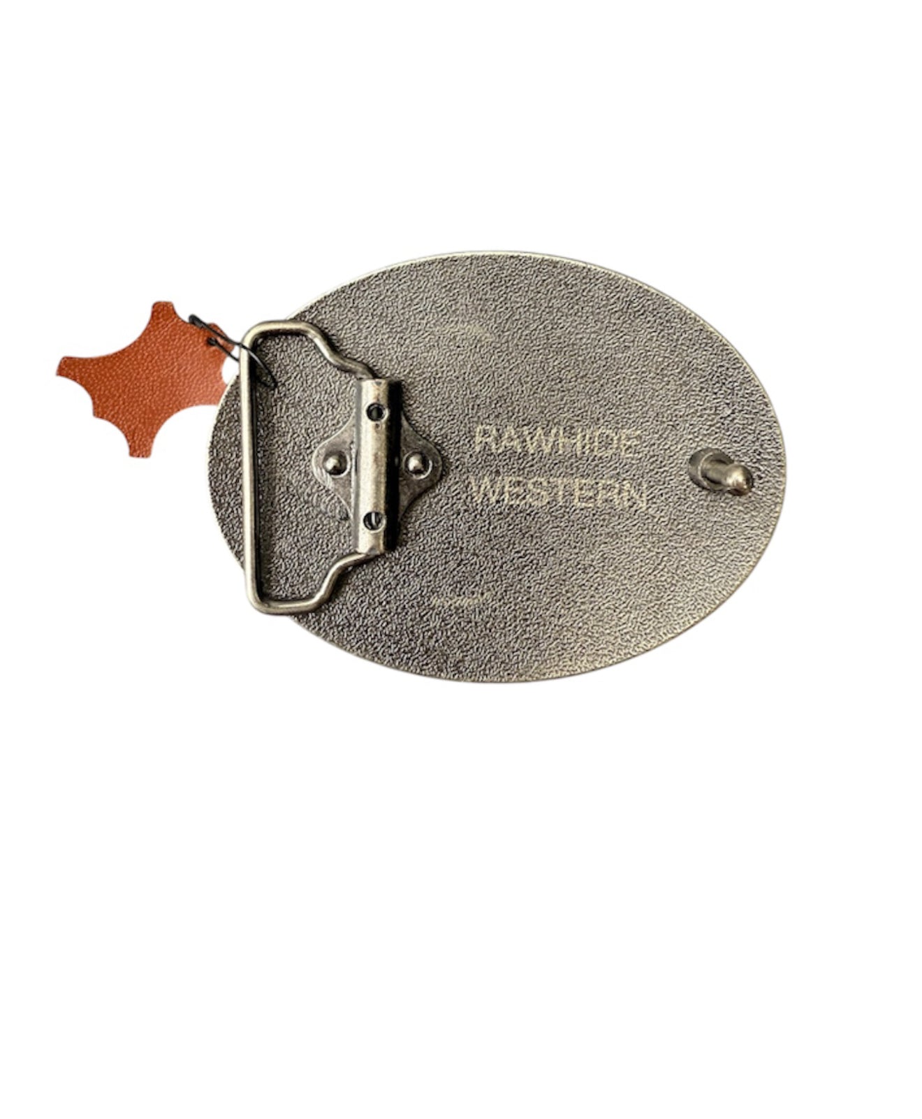 A8872 - Silver Antique Colour Western Buckle w Leather Tooled insert