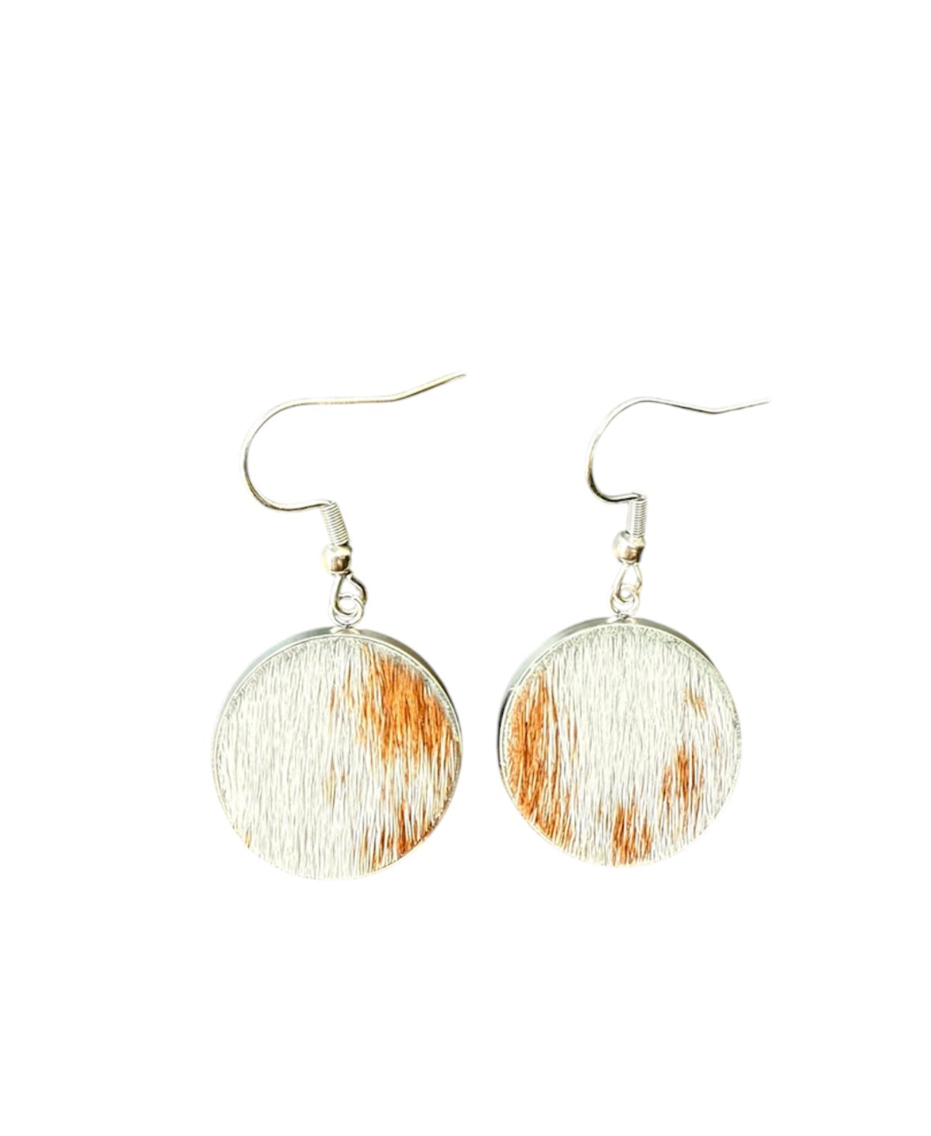 J6607A - Round Hide Fishhook Earrings