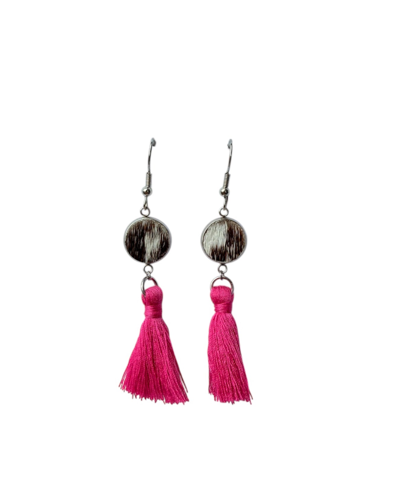 J7034C - Tassel Hide Fishhook Earrings