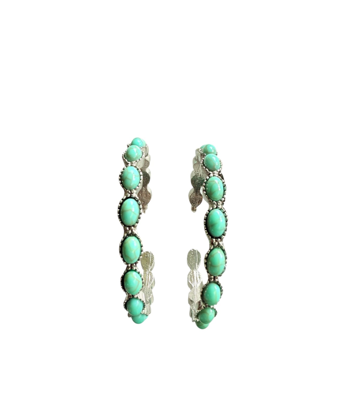 J7081 - C Shape Turquoise Dangle Earrings - Rawhide Western Wear
