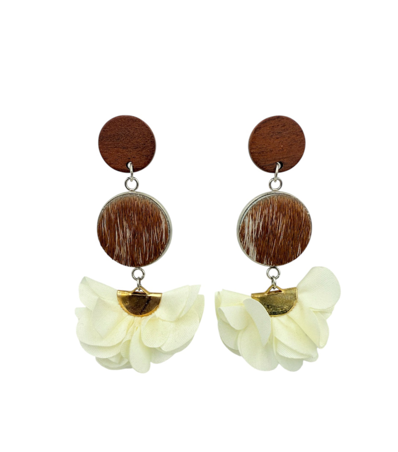 J7075C - Flower 100% Hair on Hide Earrings