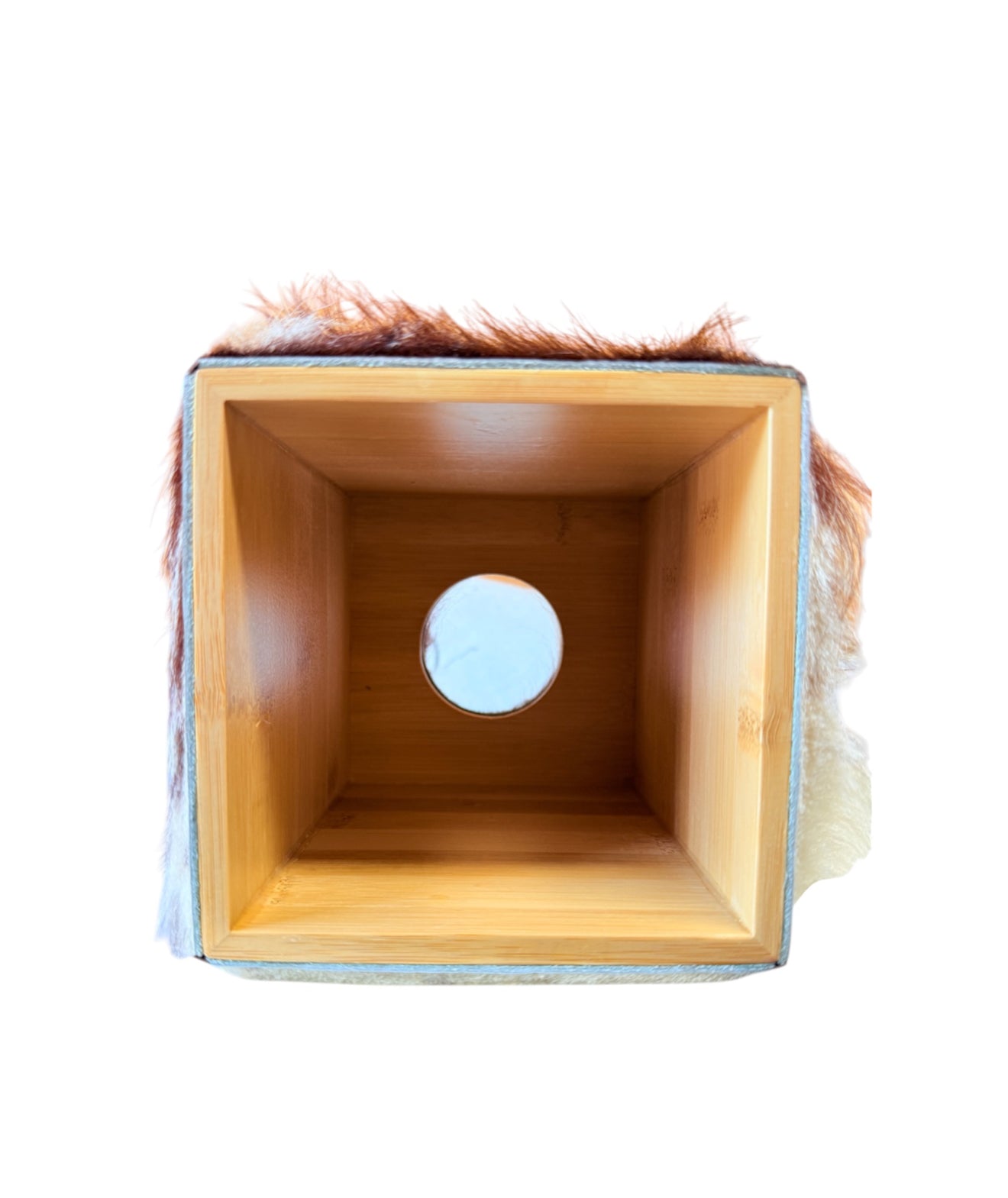 A8843 - Wooden Tissue Holder w Cowhide & Kangaroo Leather