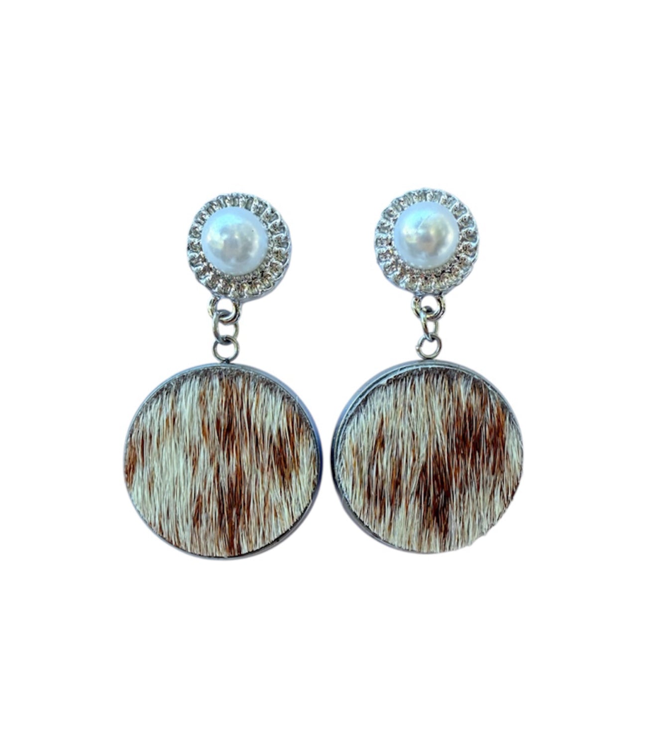 J6986 - 100% Hair on Hide Stud Dangle Earrings