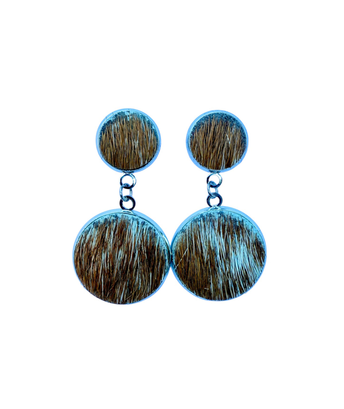 J6684E - 100% Hair on Hide Stud Dangle Earrings - Rawhide Western Wear