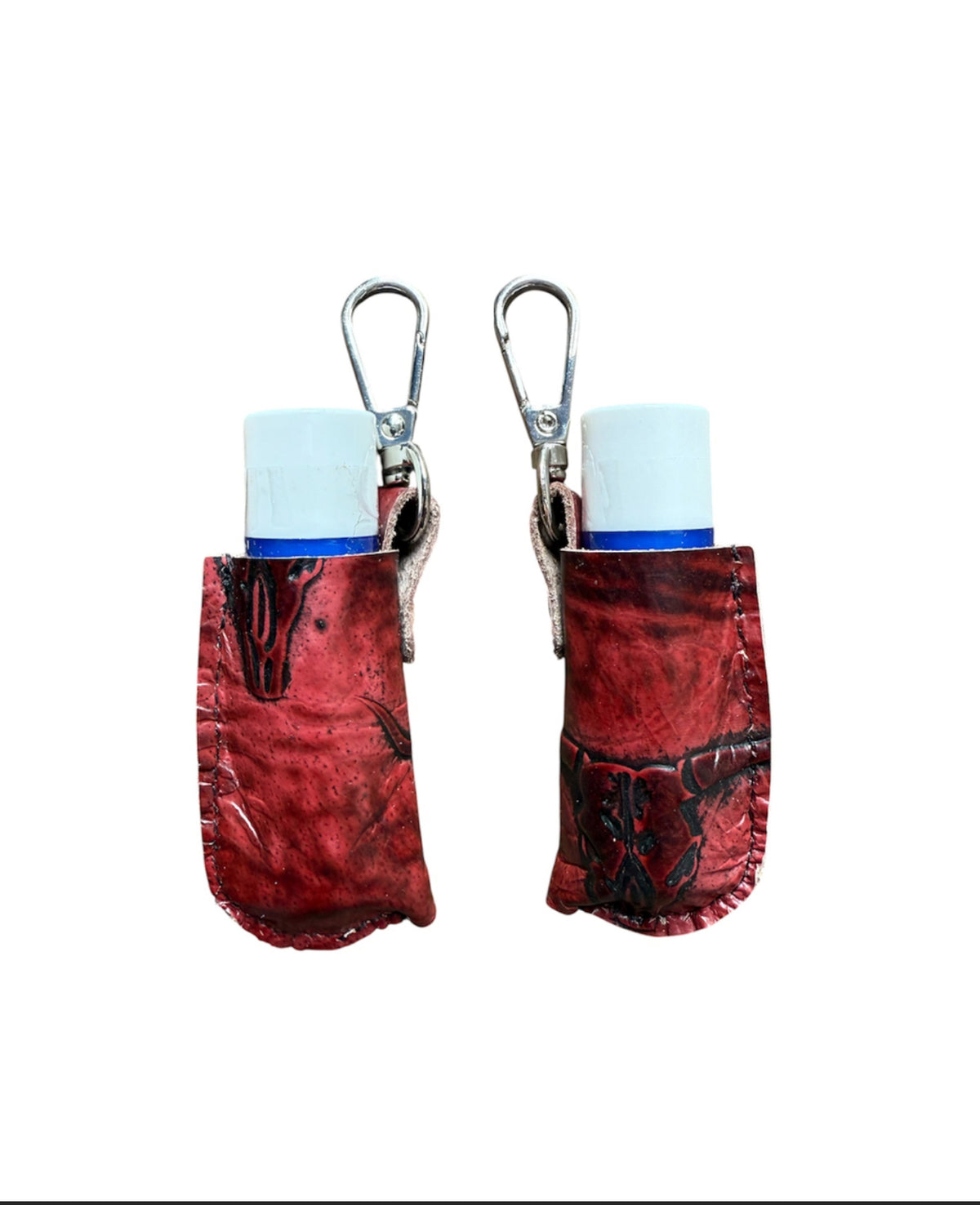A9002 - Real Tooled Leather Lip Balm Holder w Clip