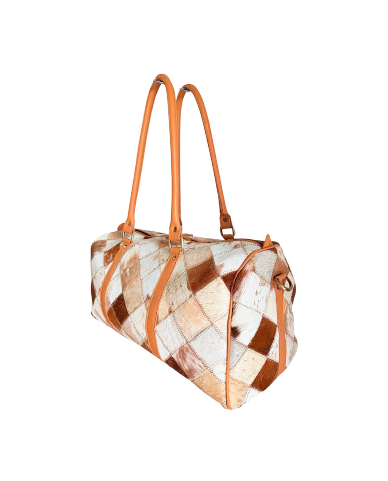 AT67 - Hair On Hide Patchwork Travel Duffel Bag