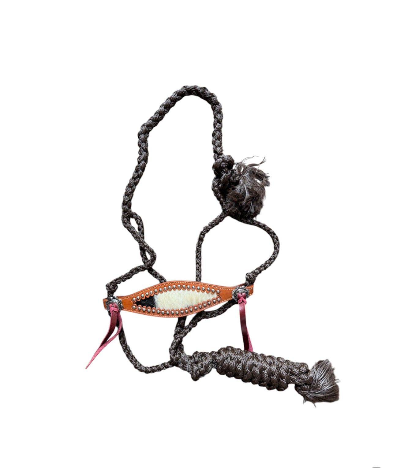 722802 - Hair on Hide Mule Tape Bronc Halter with Lead