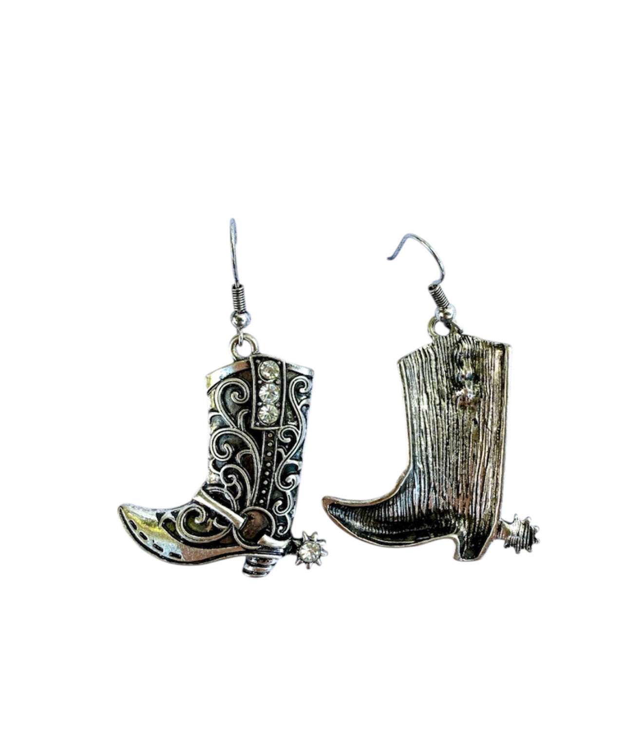 J6429 - Antique Silver Boot Charm Earrings