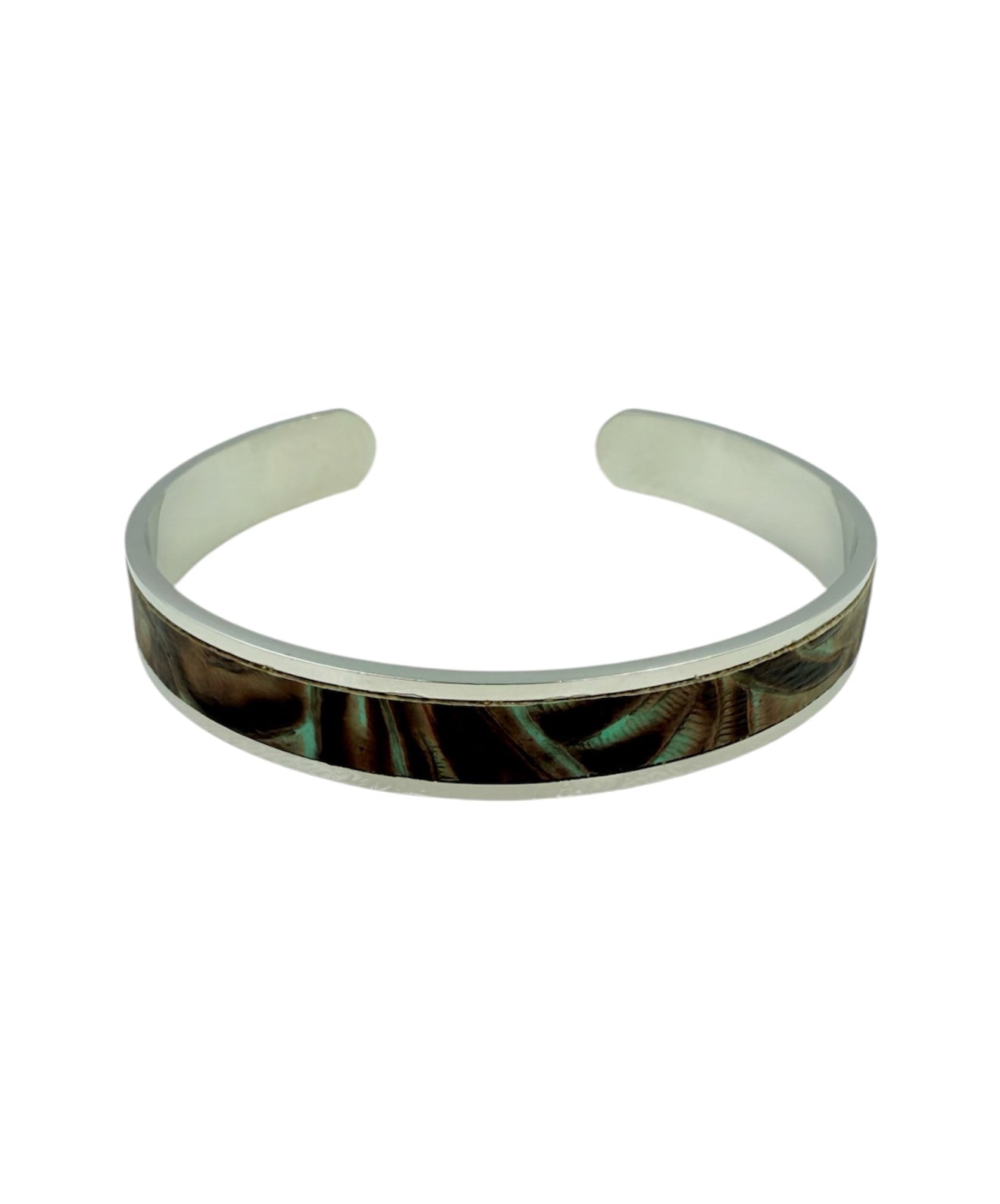 J6850 - Solid/Stainless Steel 3/4 Bangle Leather Embossed - Rawhide Western Wear