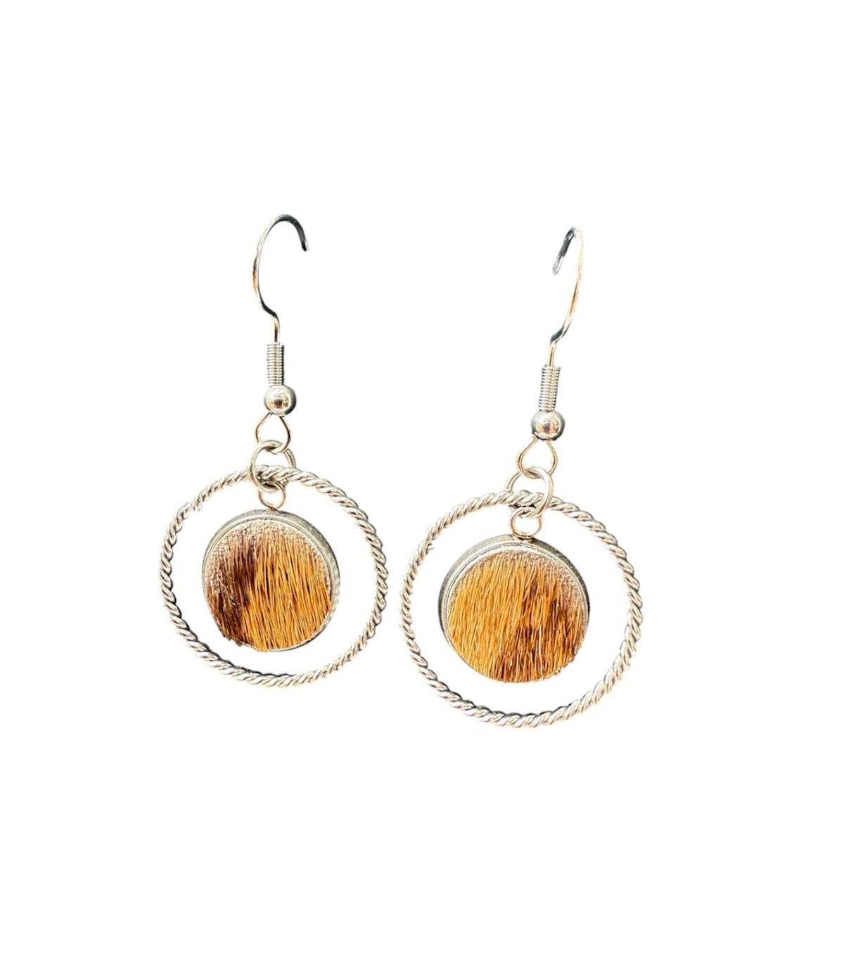J7053B - 100% Hair on Hide Dangle Earrings