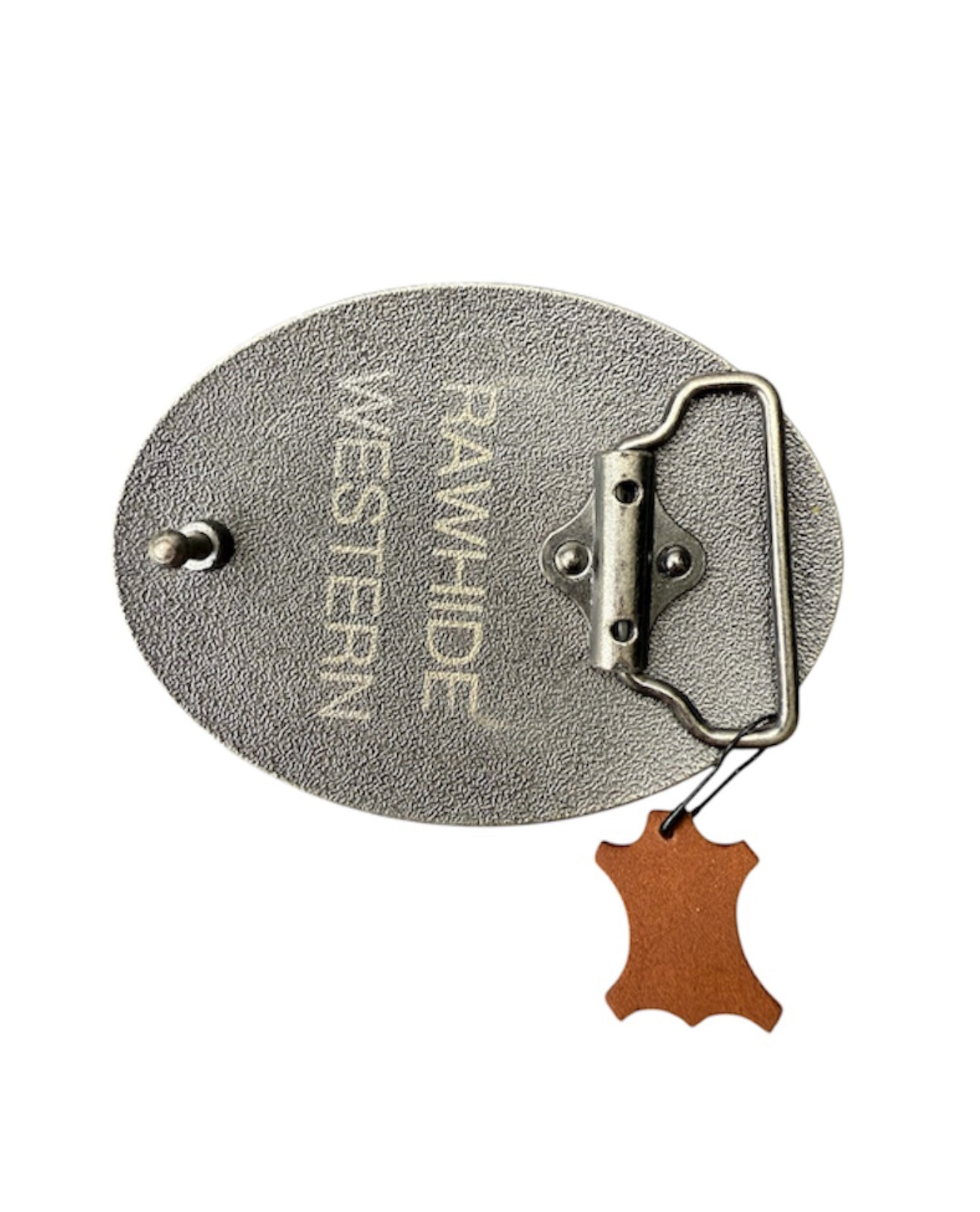 A8874 - Silver Antique Colour Western Buckle w Real Cowhide insert