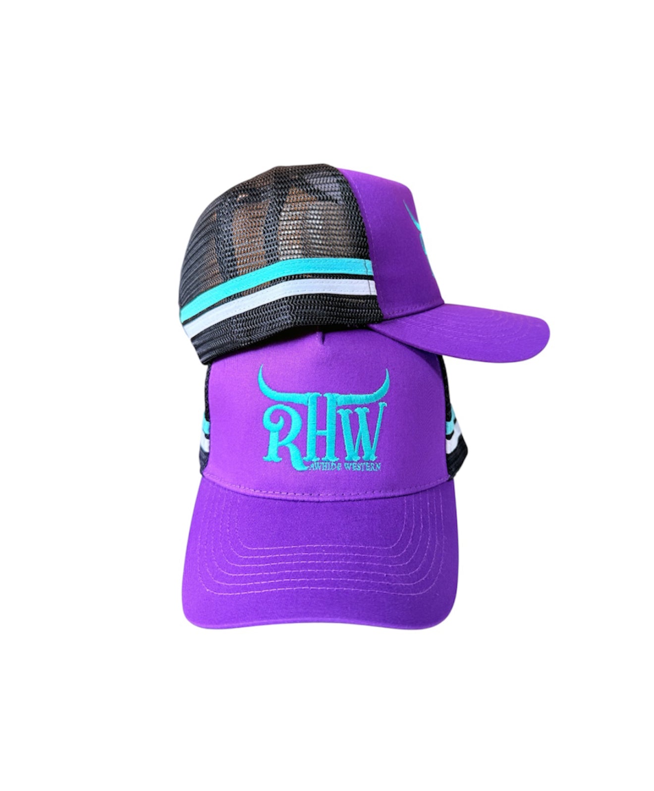 P4243 - RHW Purple & Turquoise P/Tail Trucker Cap - Rawhide Western Wear