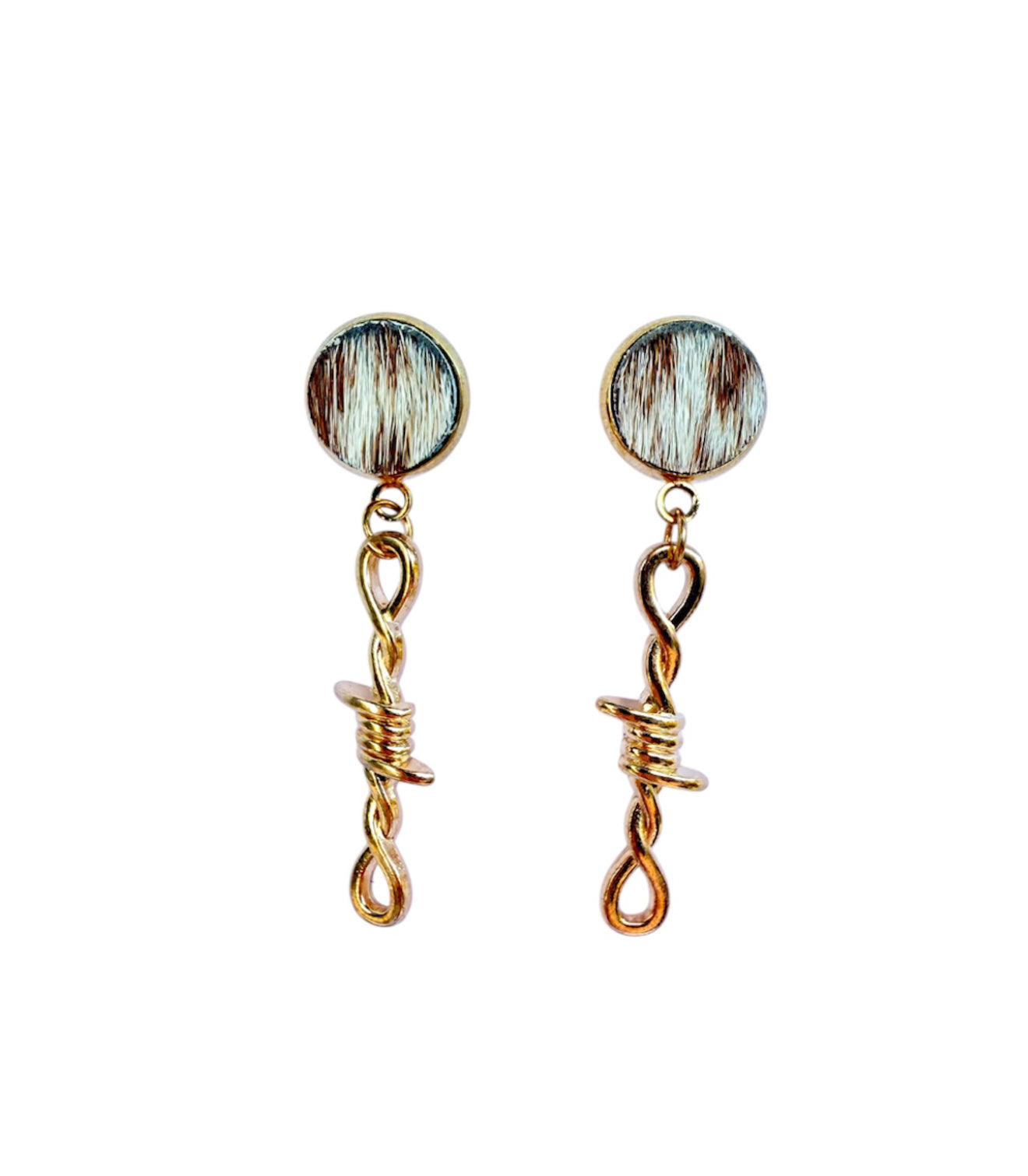 J7033 - 100% Hair on Hide Stud Dangle Earrings