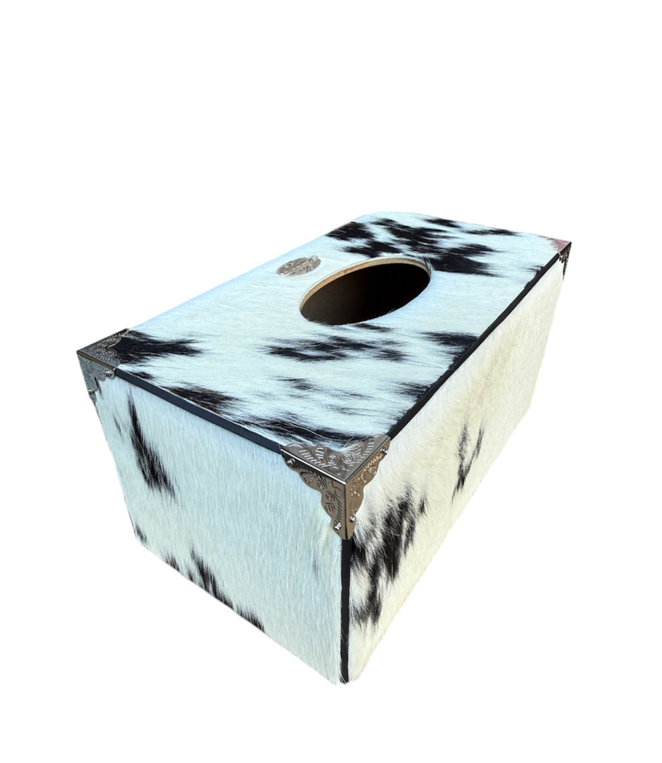 A8844 - Wooden Tissue Holder w Cowhide & Kangaroo Leather