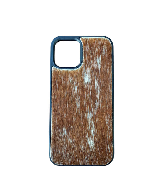 A8369 - IPhone 12/12Pro Hair on Hide Leather w Rubber Case