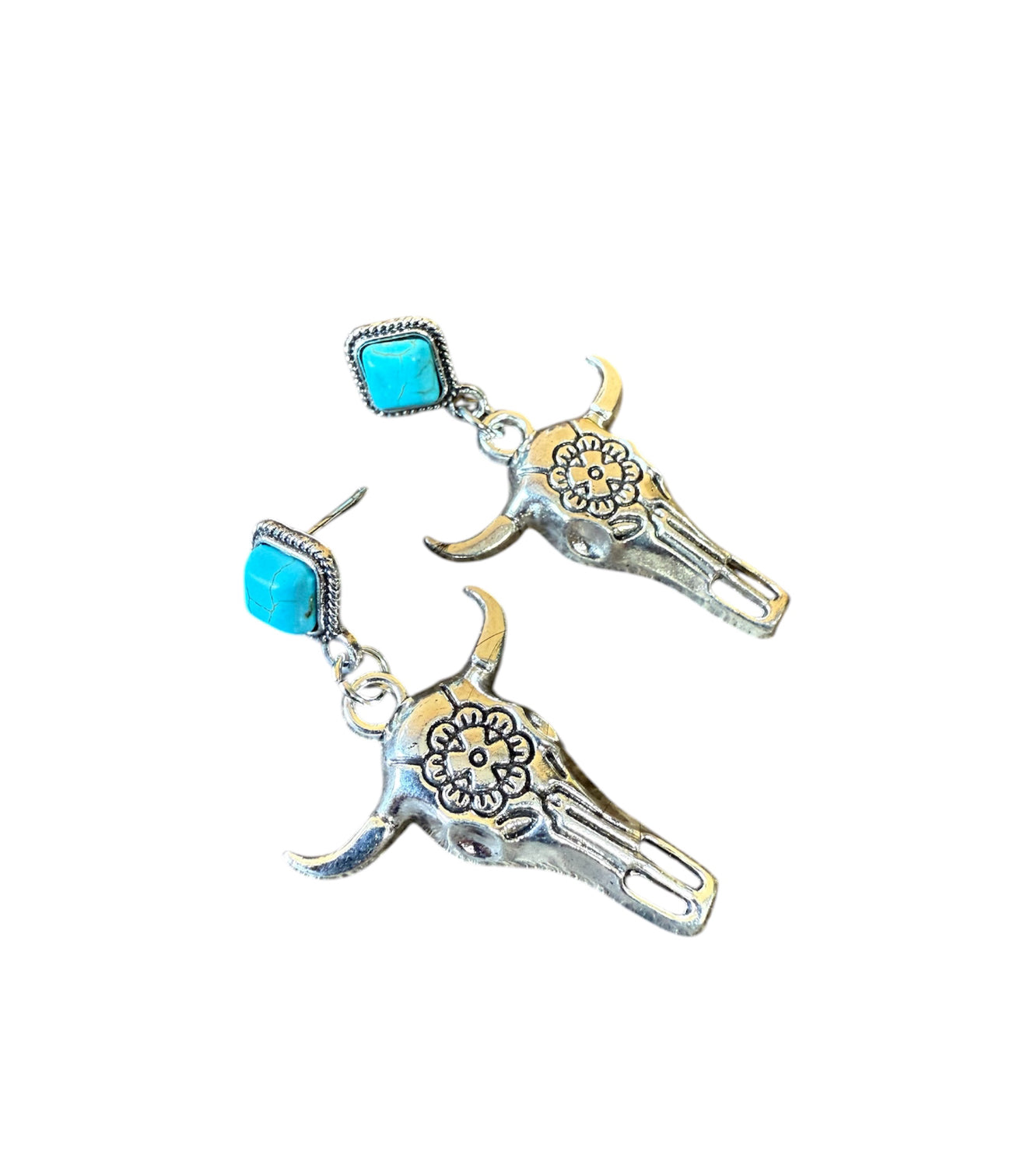 J7085B - Turquoise Earrings & Necklace Set