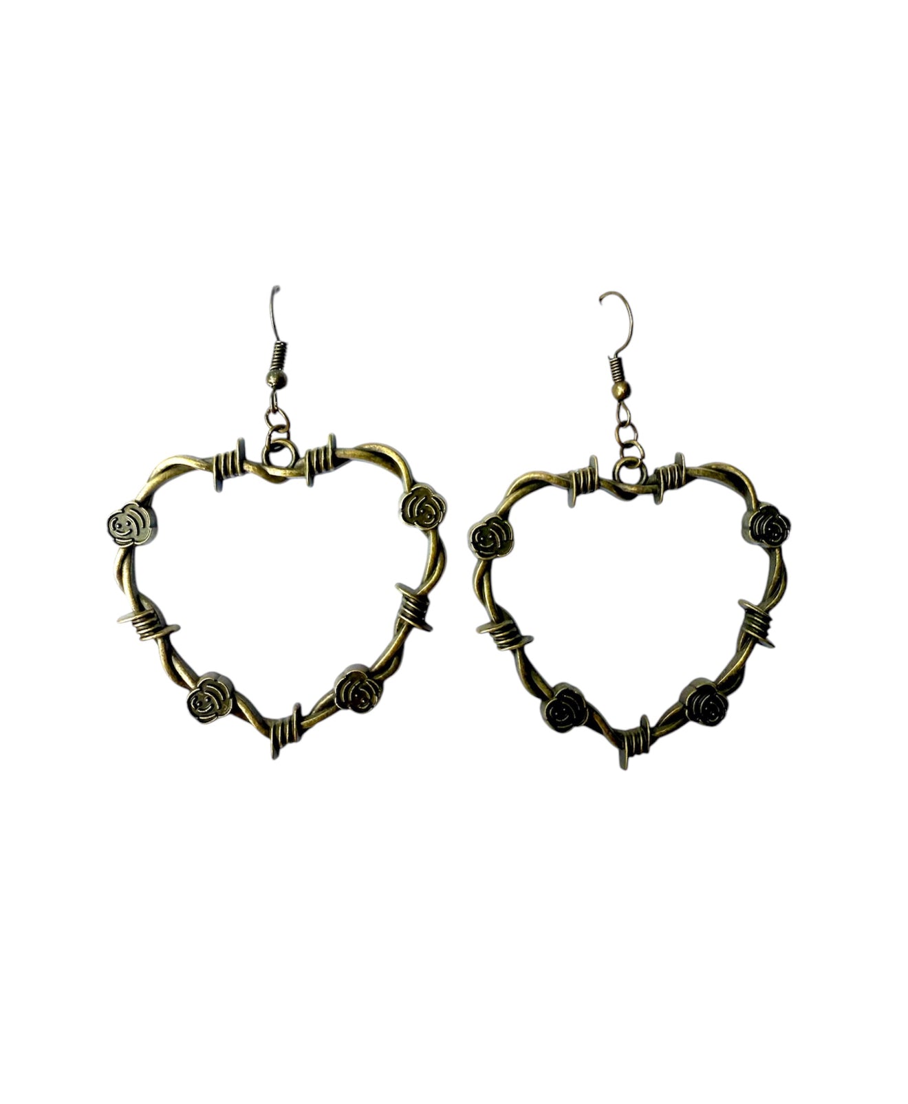 J6762 - Barb Heart Large Dangle Earrings