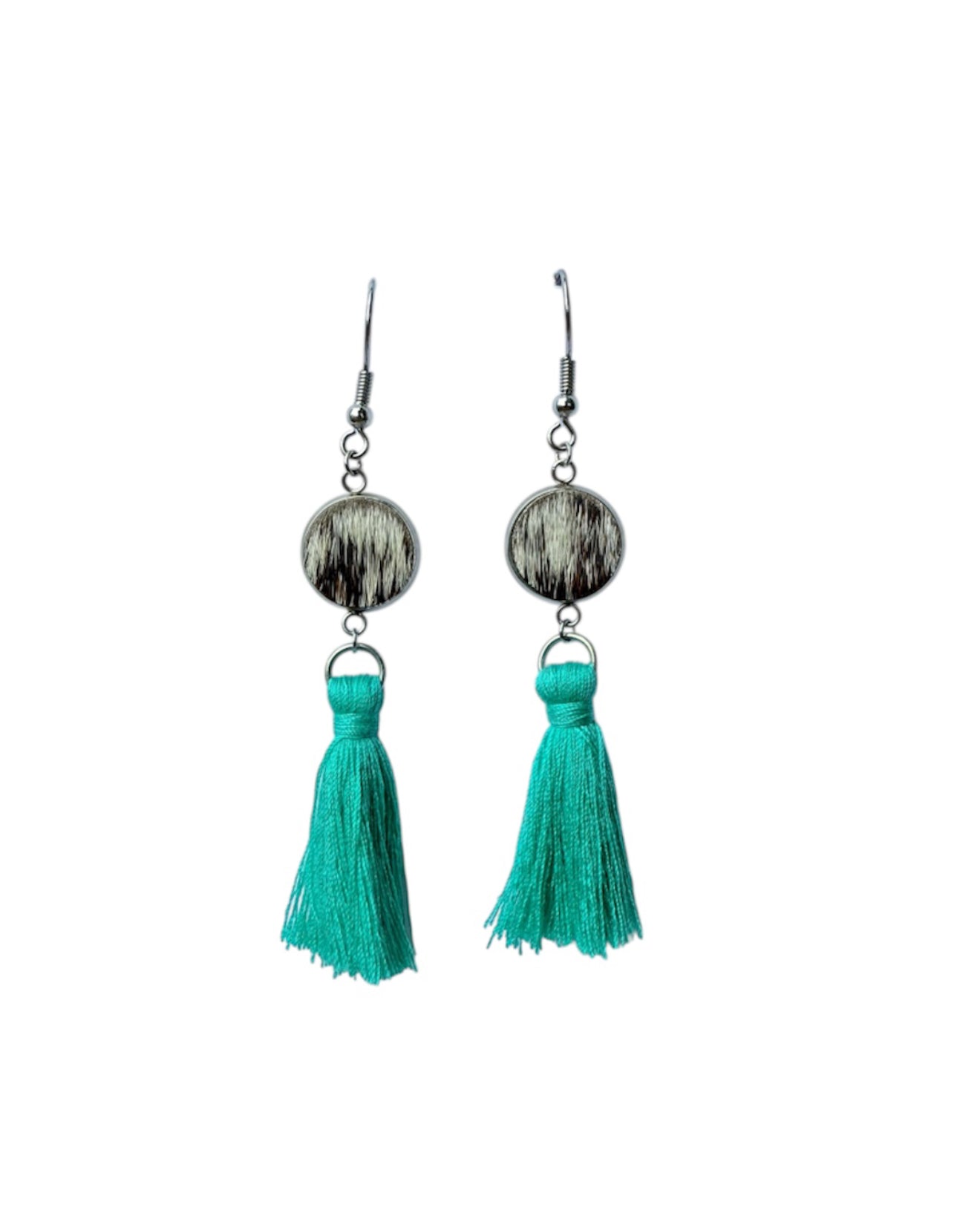 J7034B - Tassel Hide Fishhook Earrings