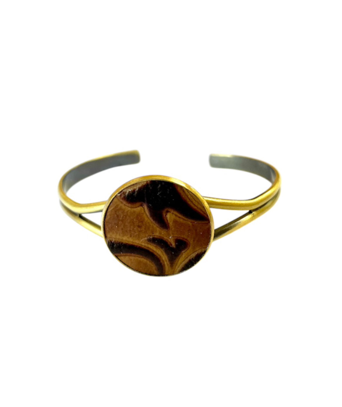J6864 - 3/4 Bangle w Tooled Leather Bezel