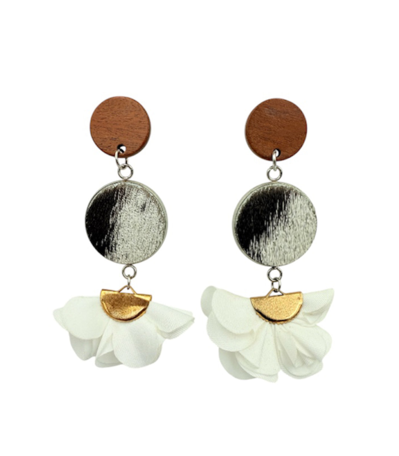 J7075A - Flower 100% Hair on Hide Earrings