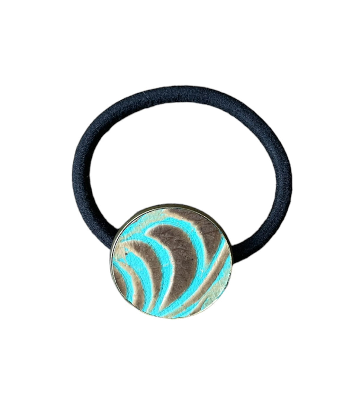 A8683 - Real Tooled Leather Bezel Hair Tie