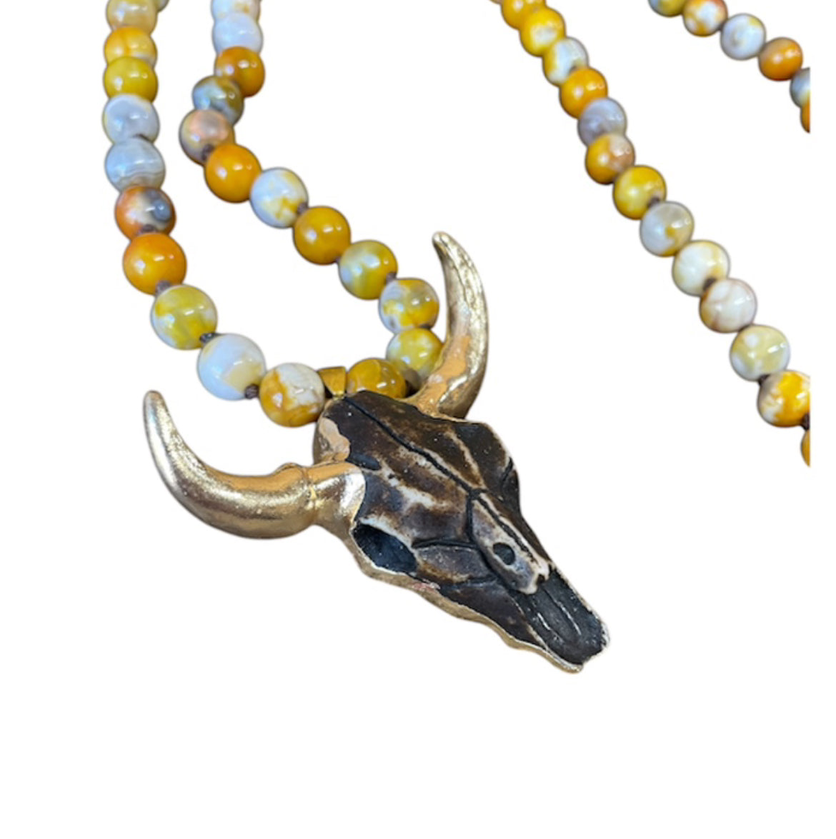 J6916B - Resin Bull Pendant Necklace
