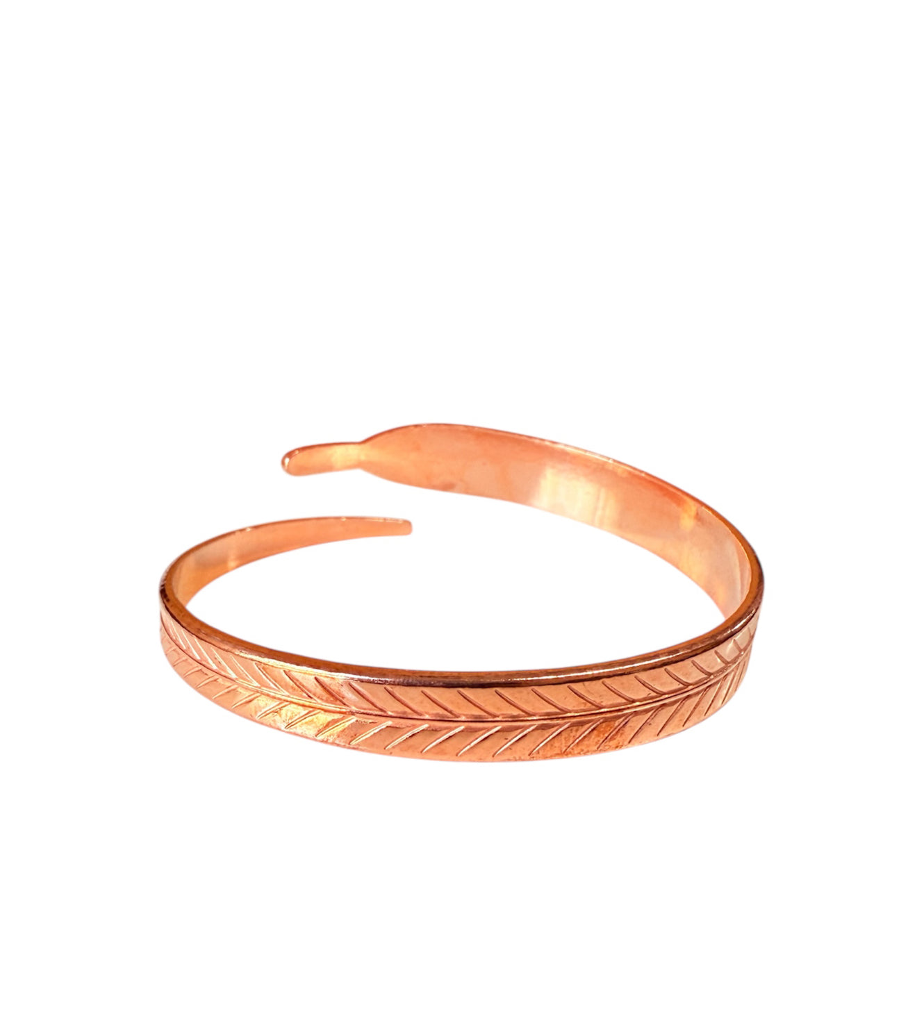J6884A - Copper Bangle 3/4 Feather Style