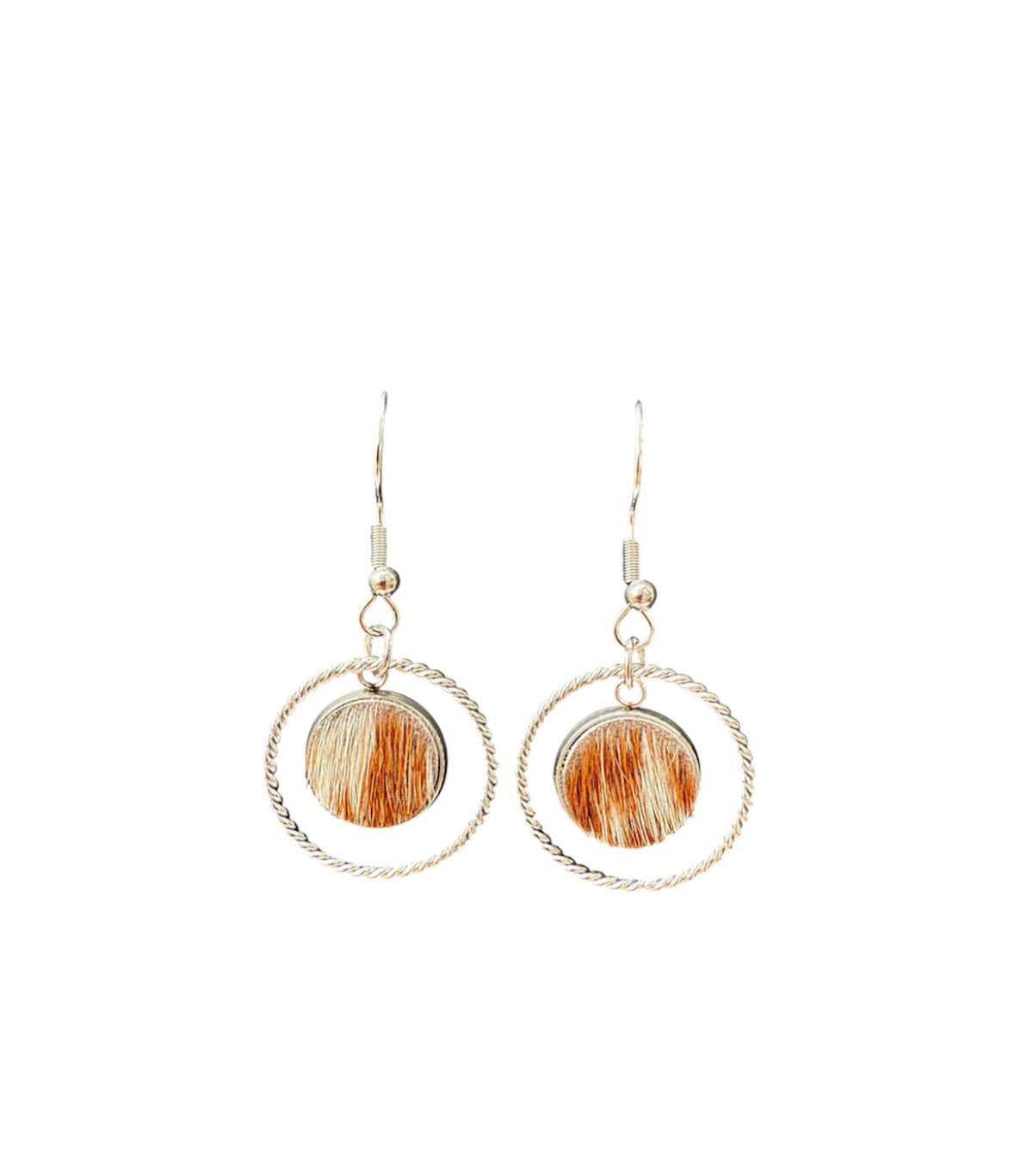 J7053C - 100% Hair on Hide Dangle Earrings