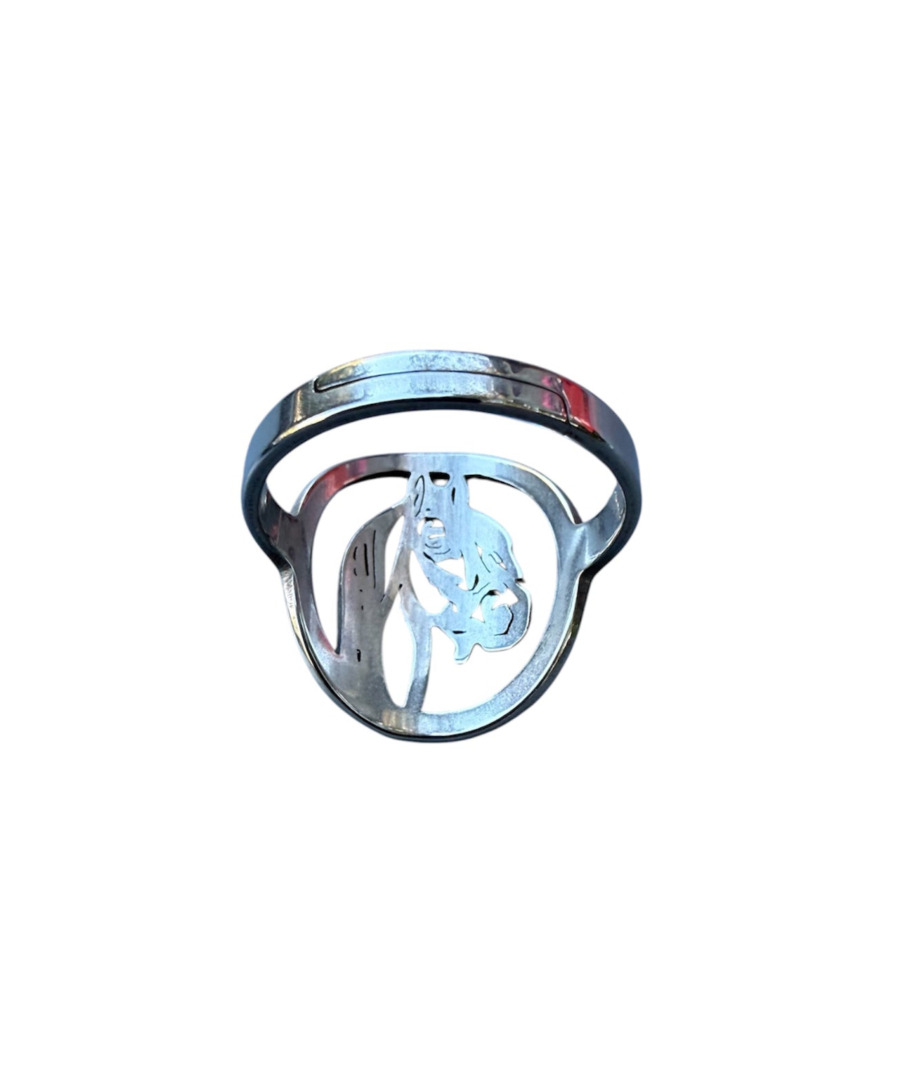 J6728 - Western Design Stainless Steel Horse Ring